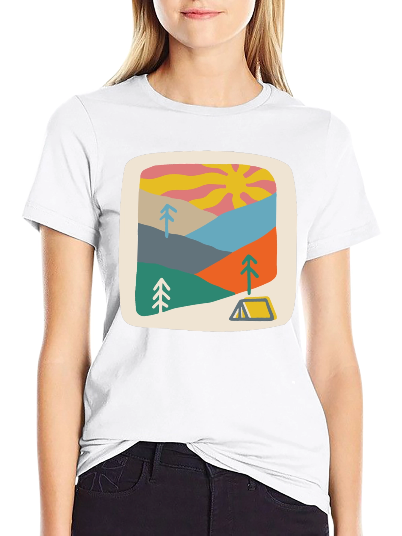 Black Retro Camping Scene Graphic Tee - Unisex view 9
