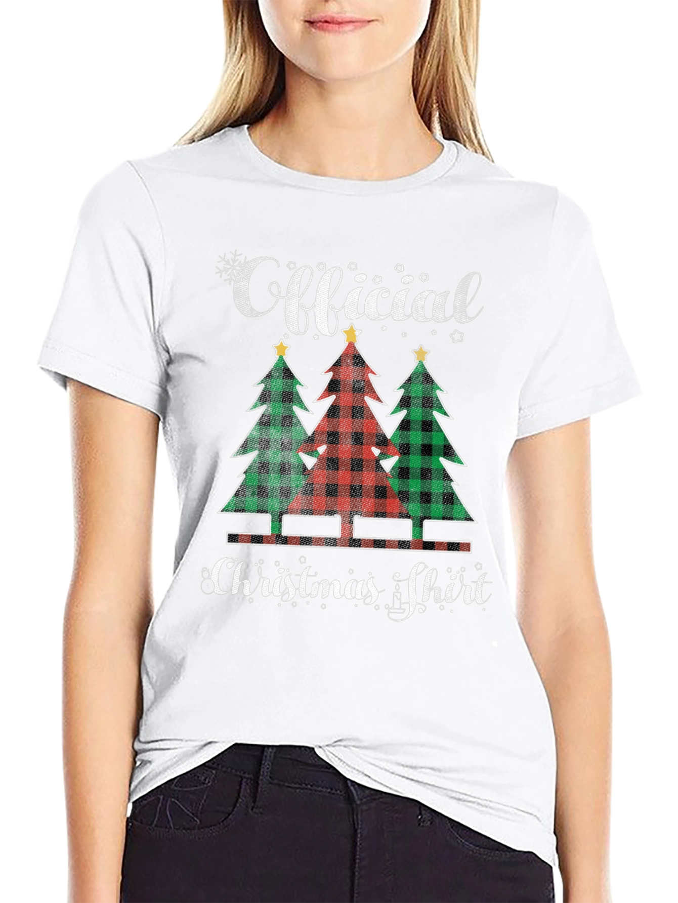 Black Official Christmas Shirt Plaid Tree Tee view 9