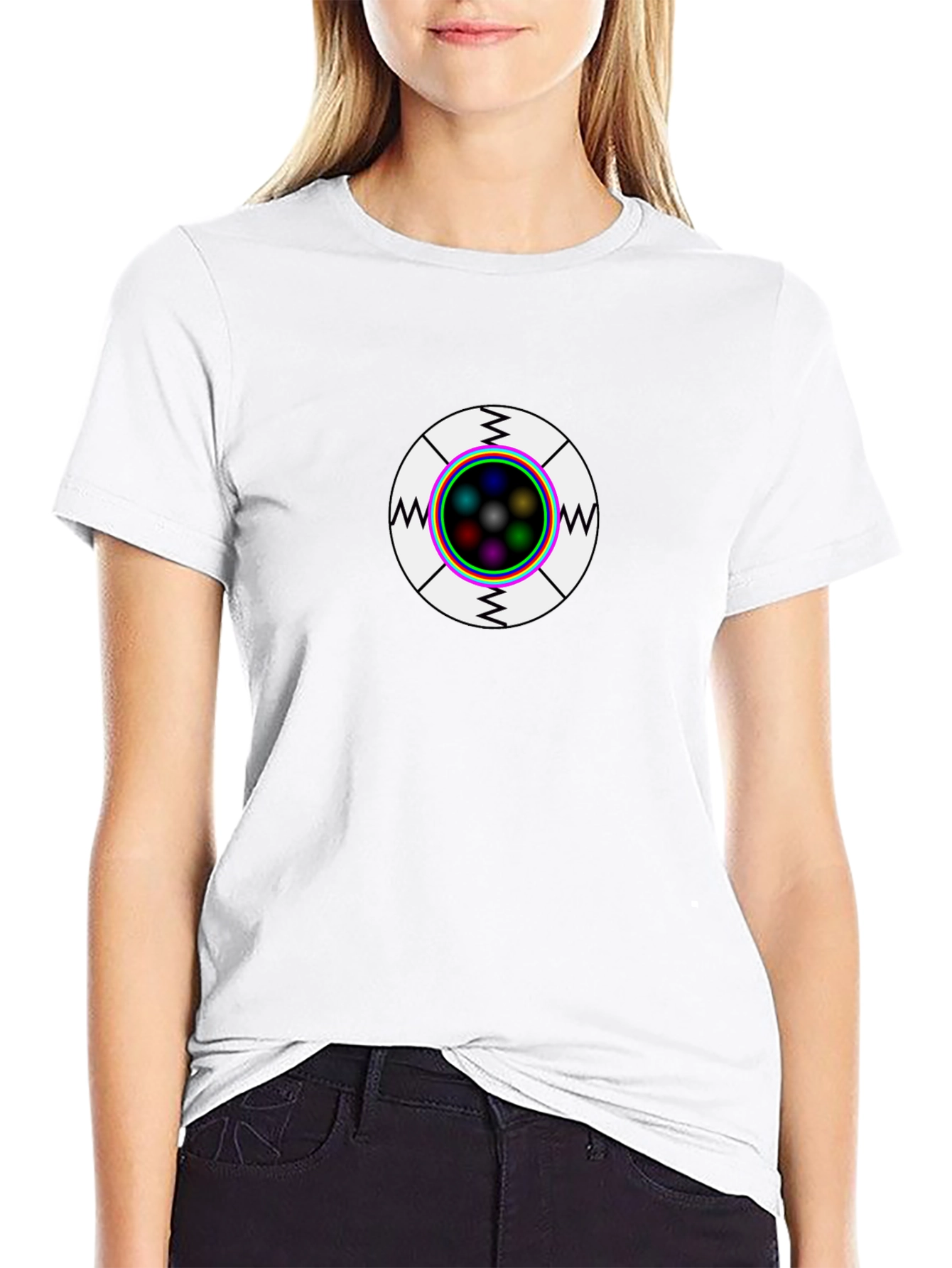 Black Geometric Eye T-Shirt - Graphic Novelty Tee view 9