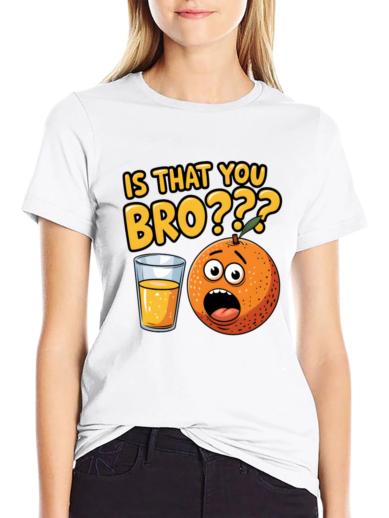 Black Funny "Is That You Bro?" Orange Graphic T-Shirt view 9