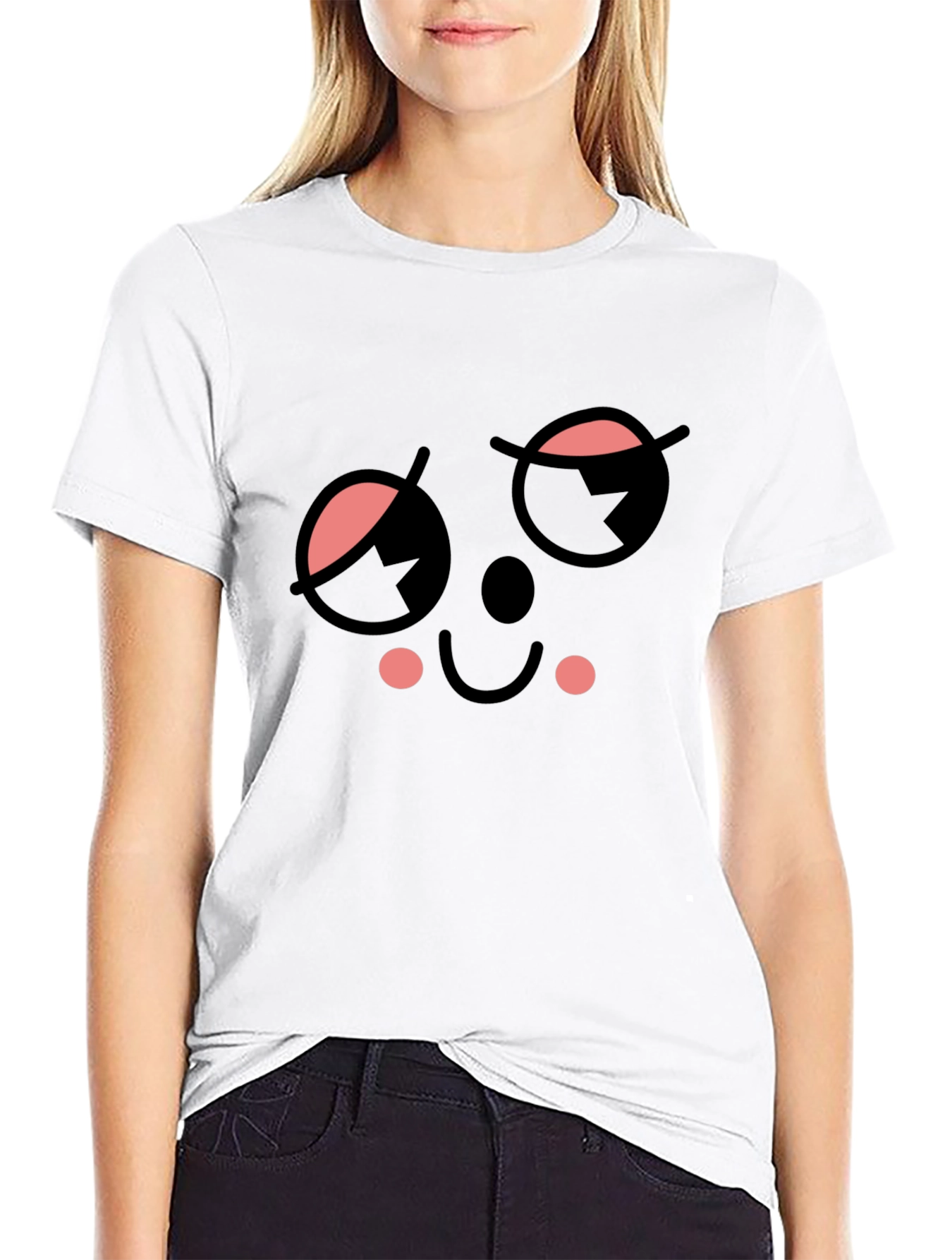 Black Whimsical Wink Face Black Tee view 9
