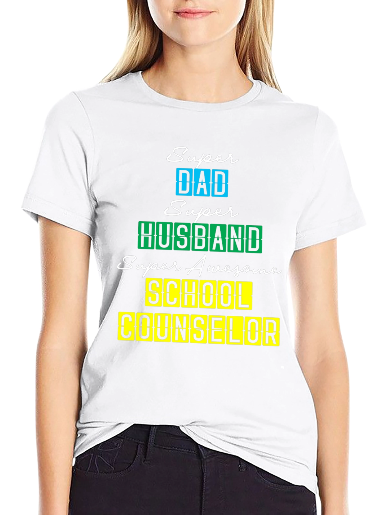 Black Super Dad Husband School Counselor T-Shirt view 9
