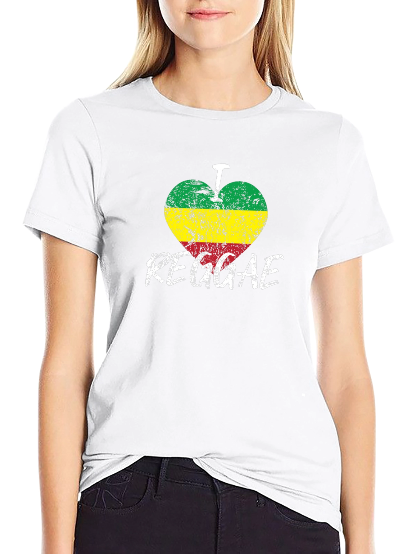 Black I Love Reggae Black T-Shirt - Rastafarian Colors view 9