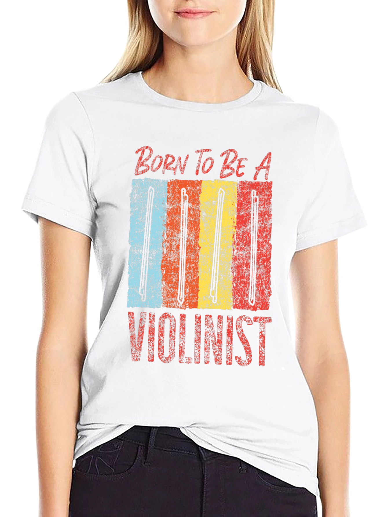 Black Born To Be A Violinist Graphic Tee view 9