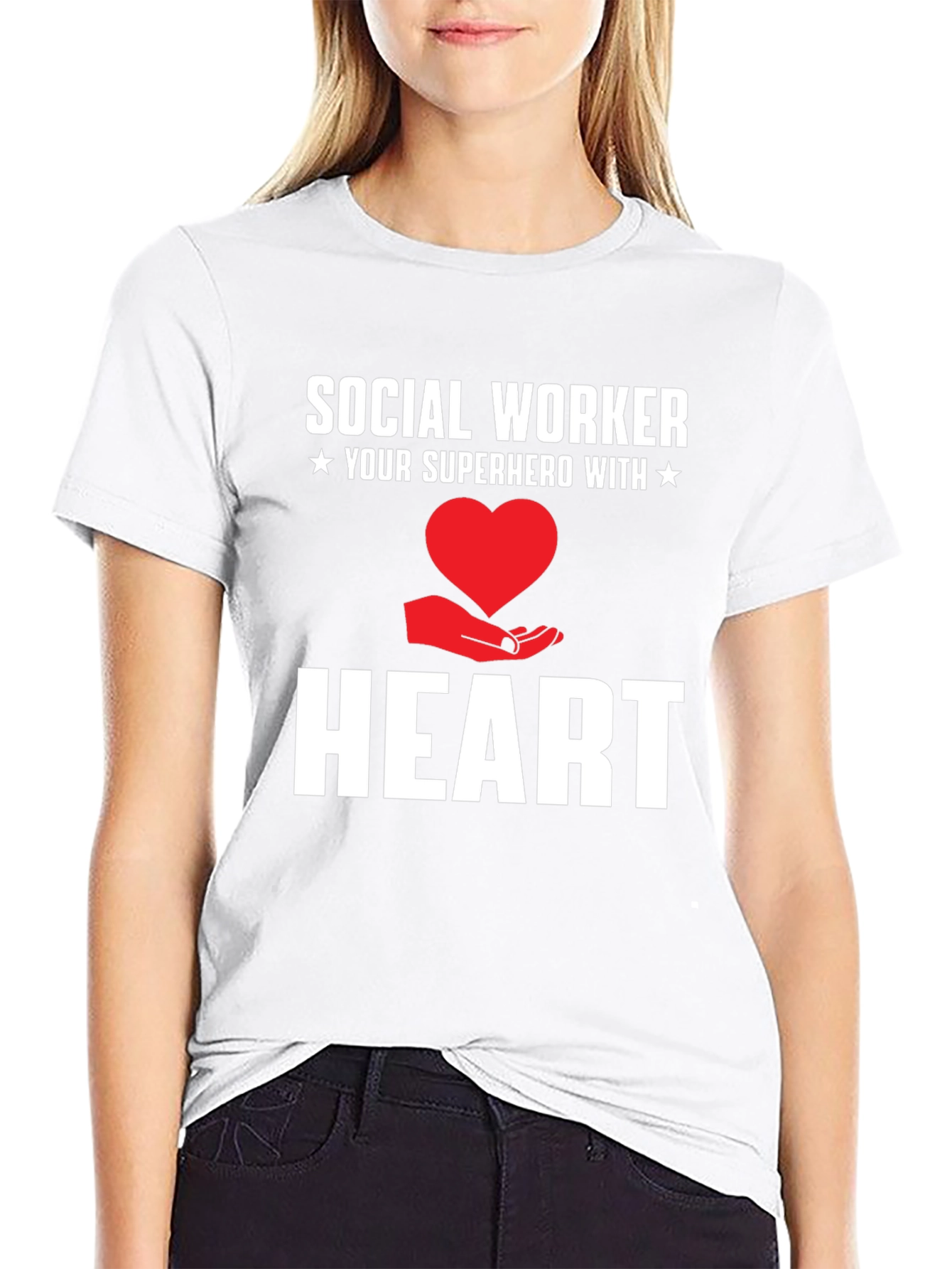 Black Social Worker Superhero Heart Graphic Tee view 9