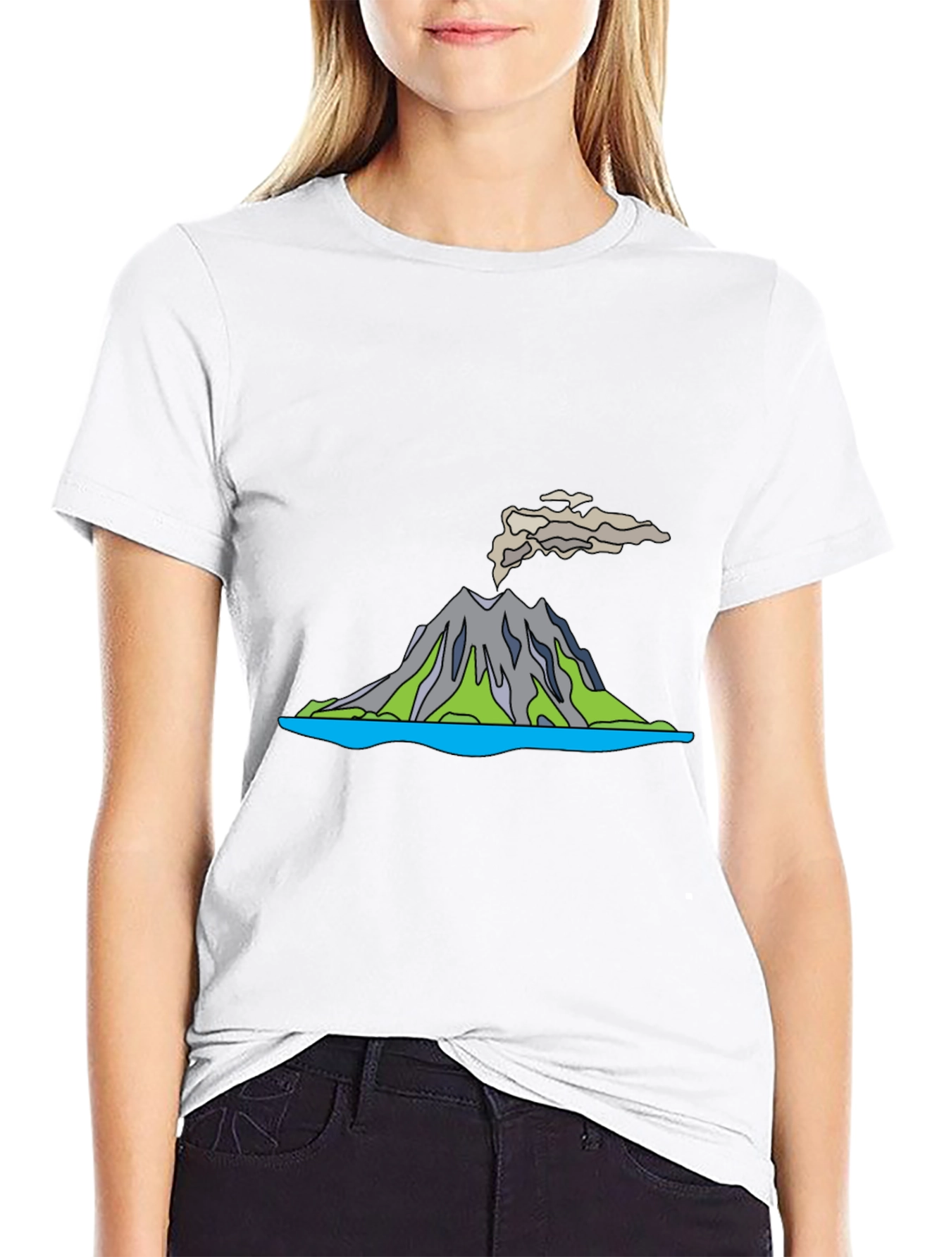 Black Volcano T-Shirt - Black Crew Neck view 9
