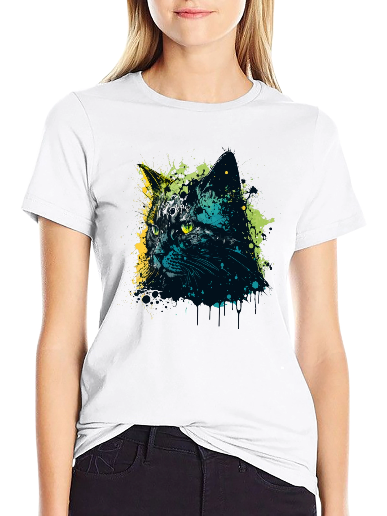 Black Cool Cat Graphic Tee - Men's Black T-Shirt view 9