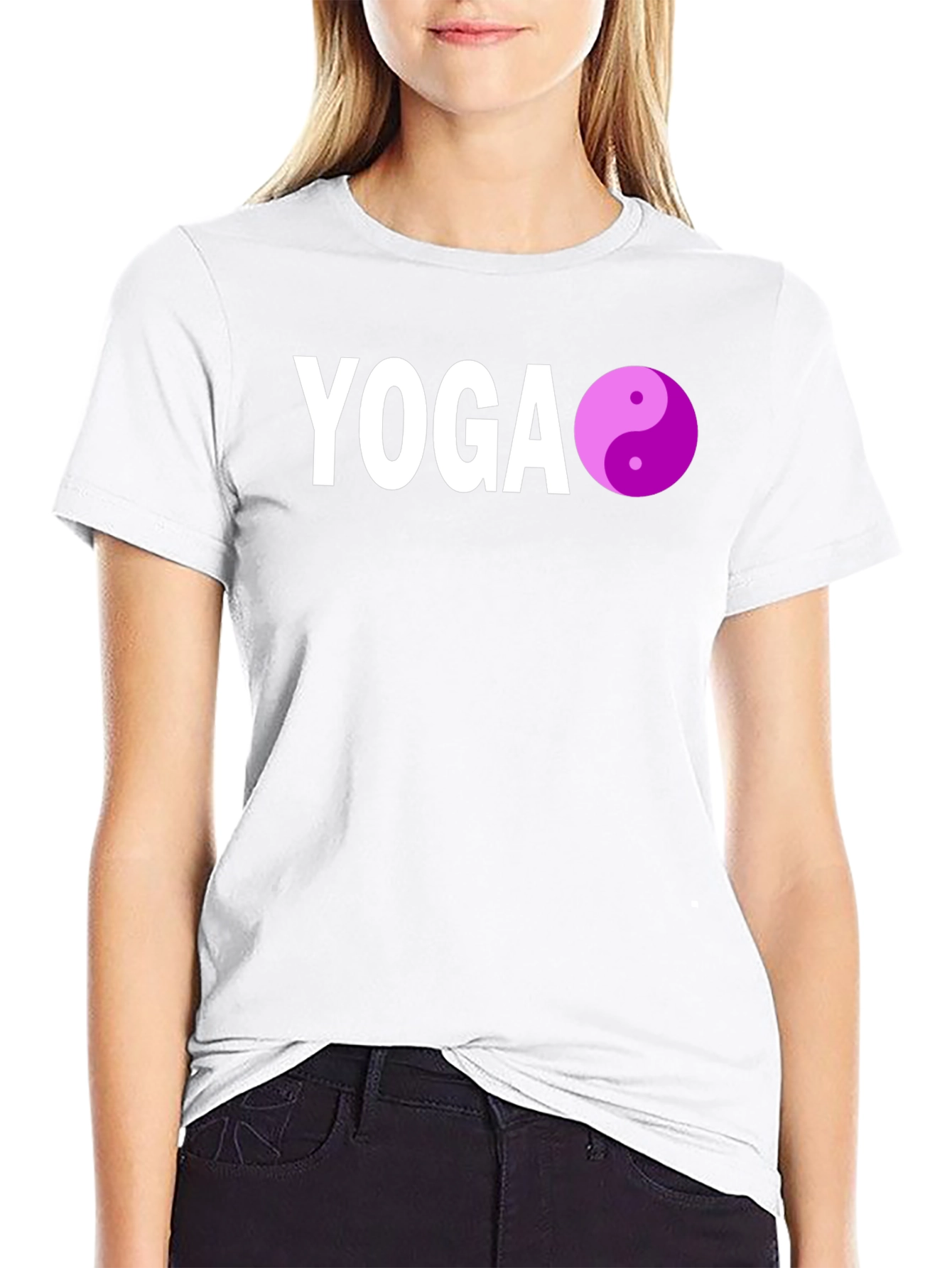 Black Yoga Yin Yang Graphic Tee - Black view 9