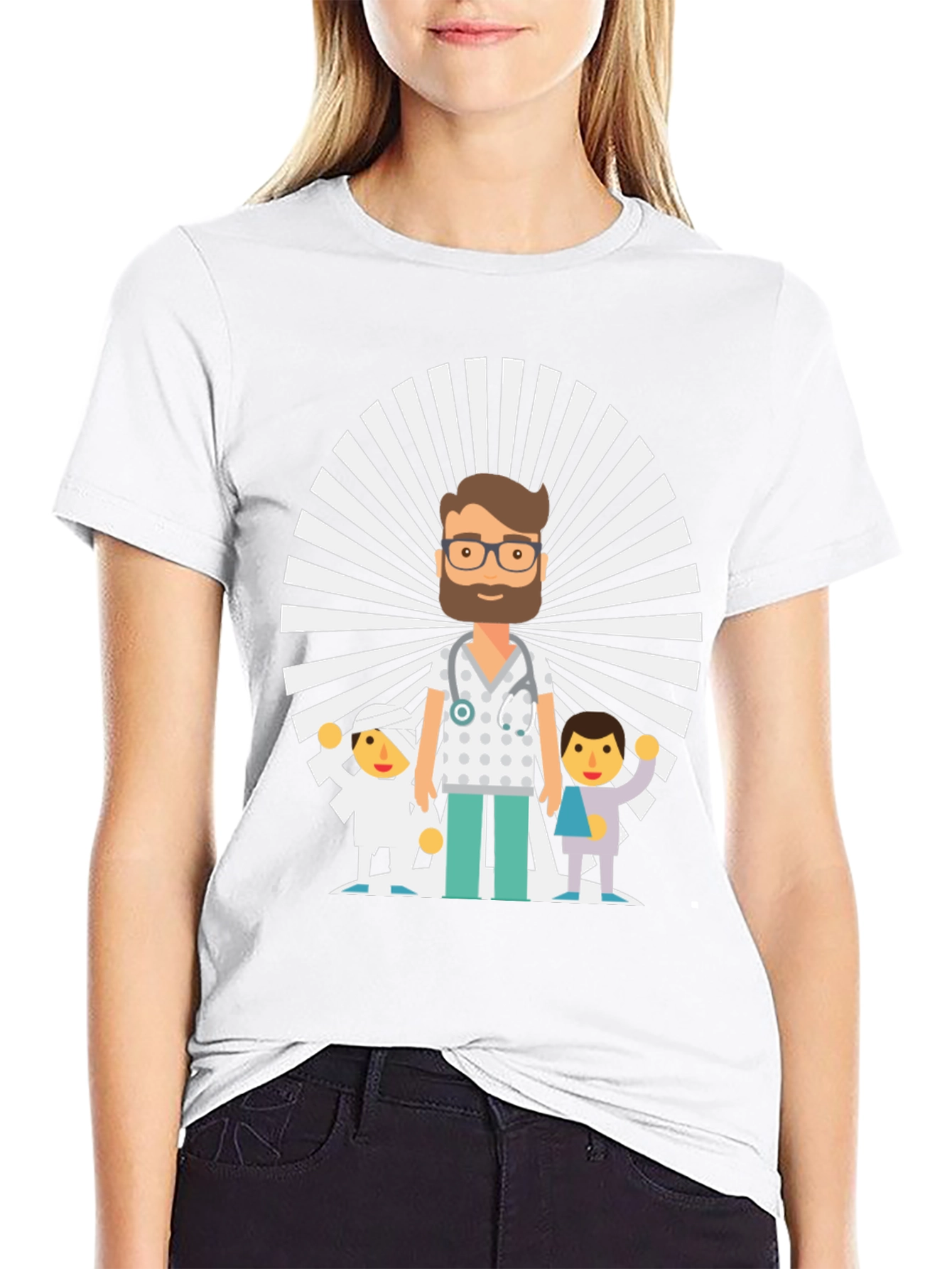 Black Cartoon Doctor & Patients Graphic Tee view 9