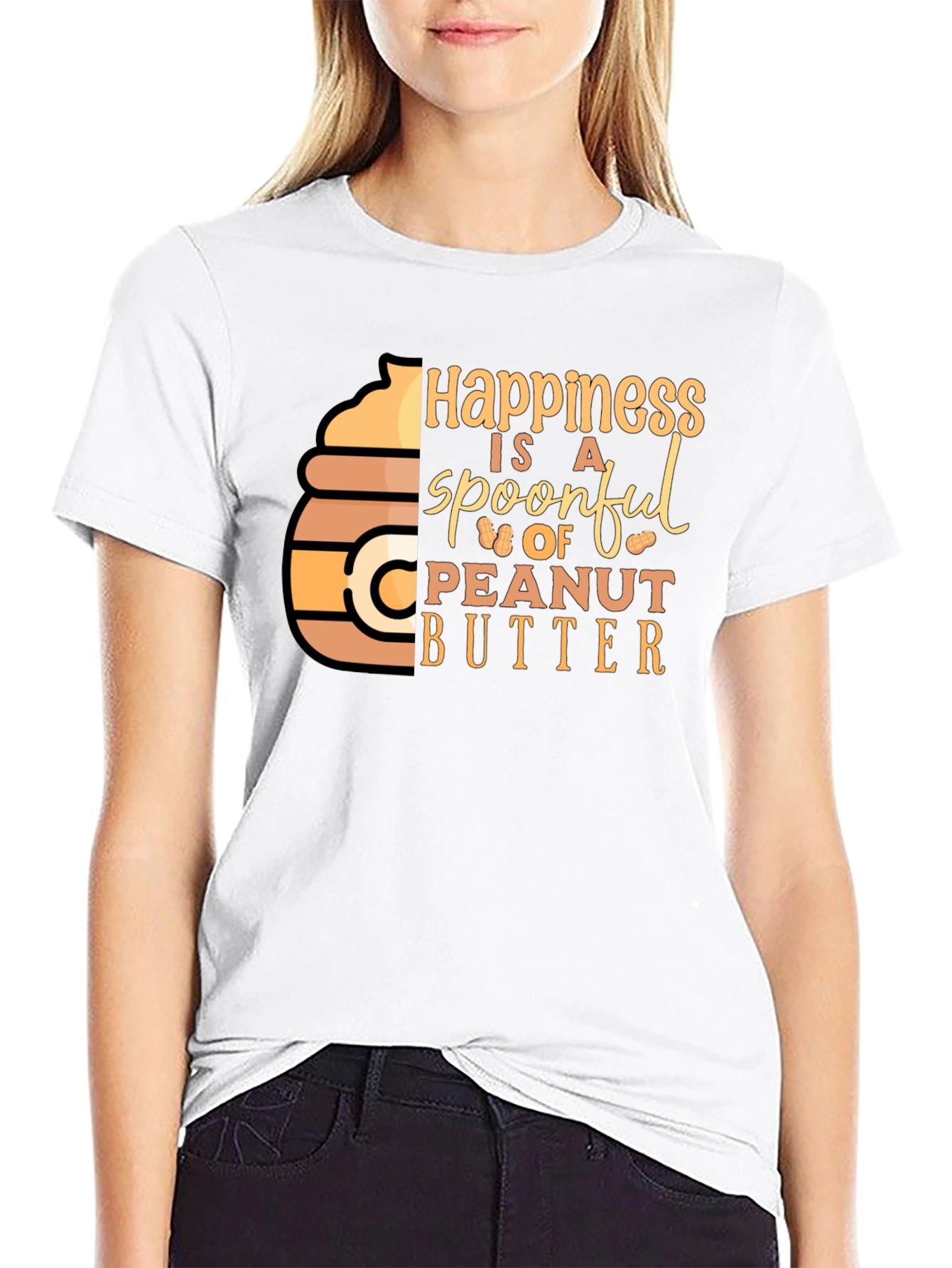 Black Happiness is a Spoonful Peanut Butter T-Shirt view 9