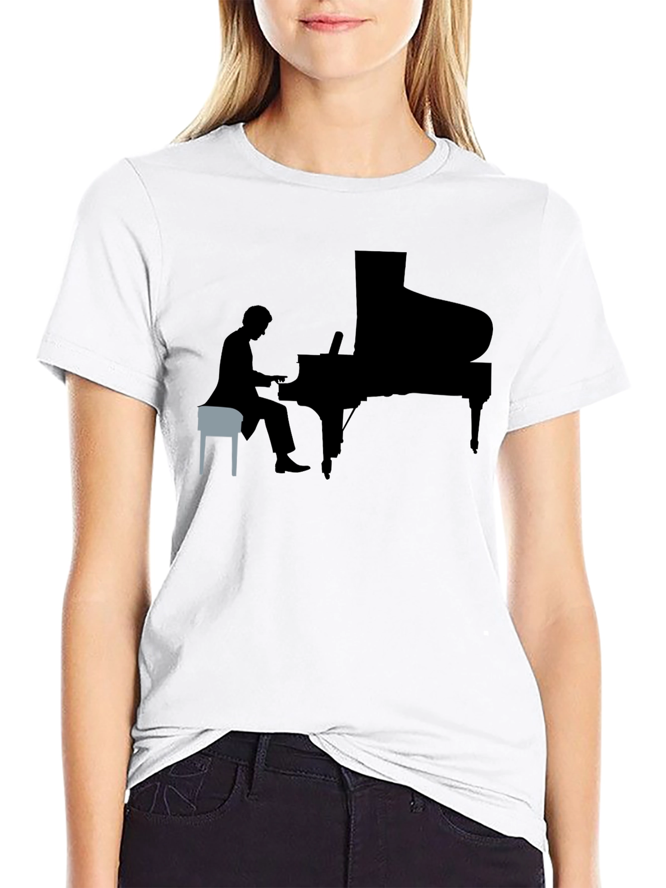 Black Piano Player Graphic Tee view 9