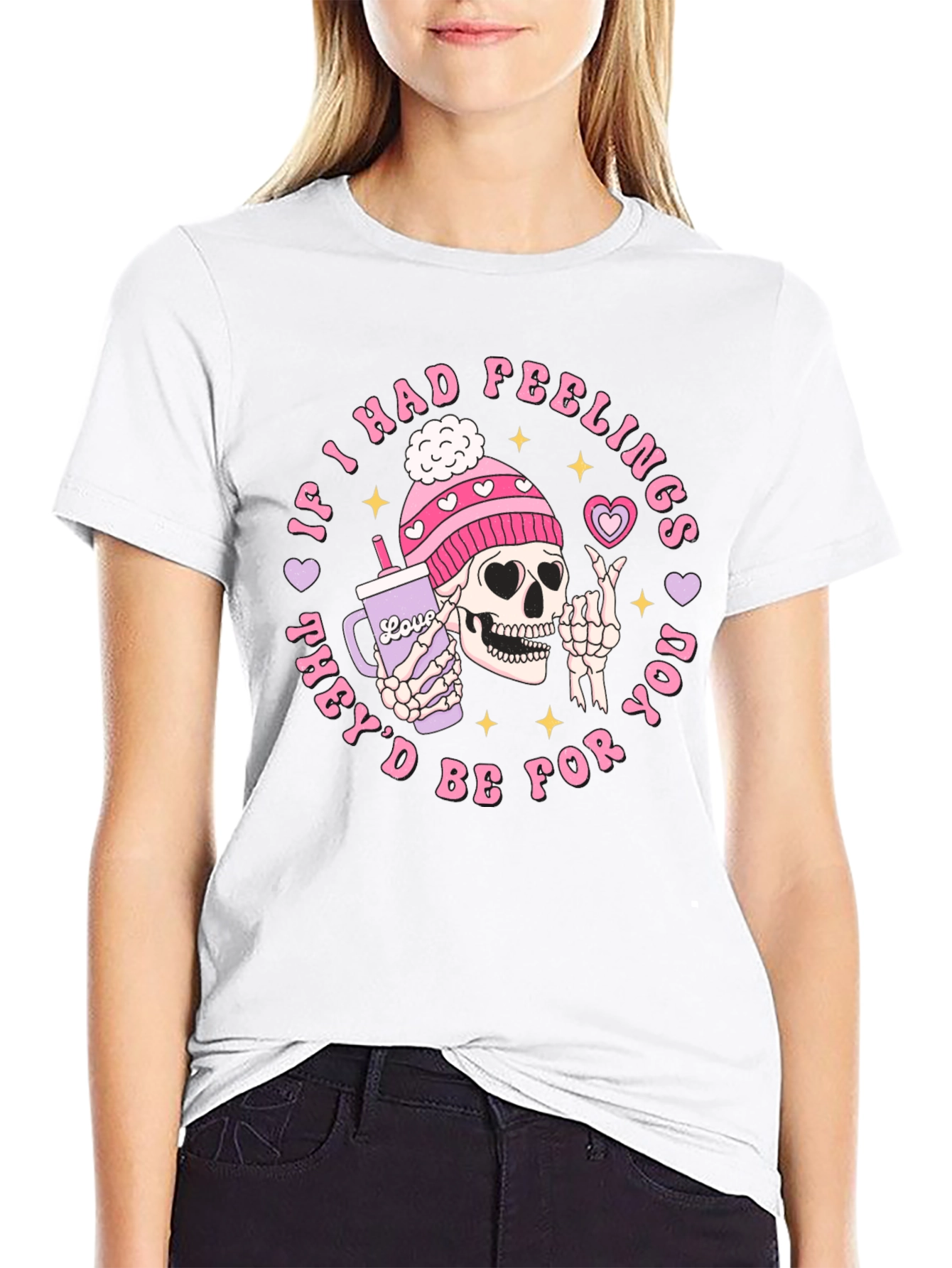 Black Funny Skeleton Valentine's Day Graphic T-Shirt view 9