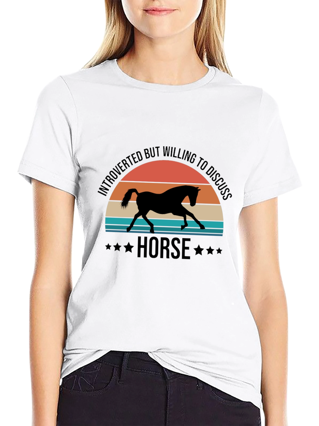 Black Introverted Horse Lover T-Shirt view 9