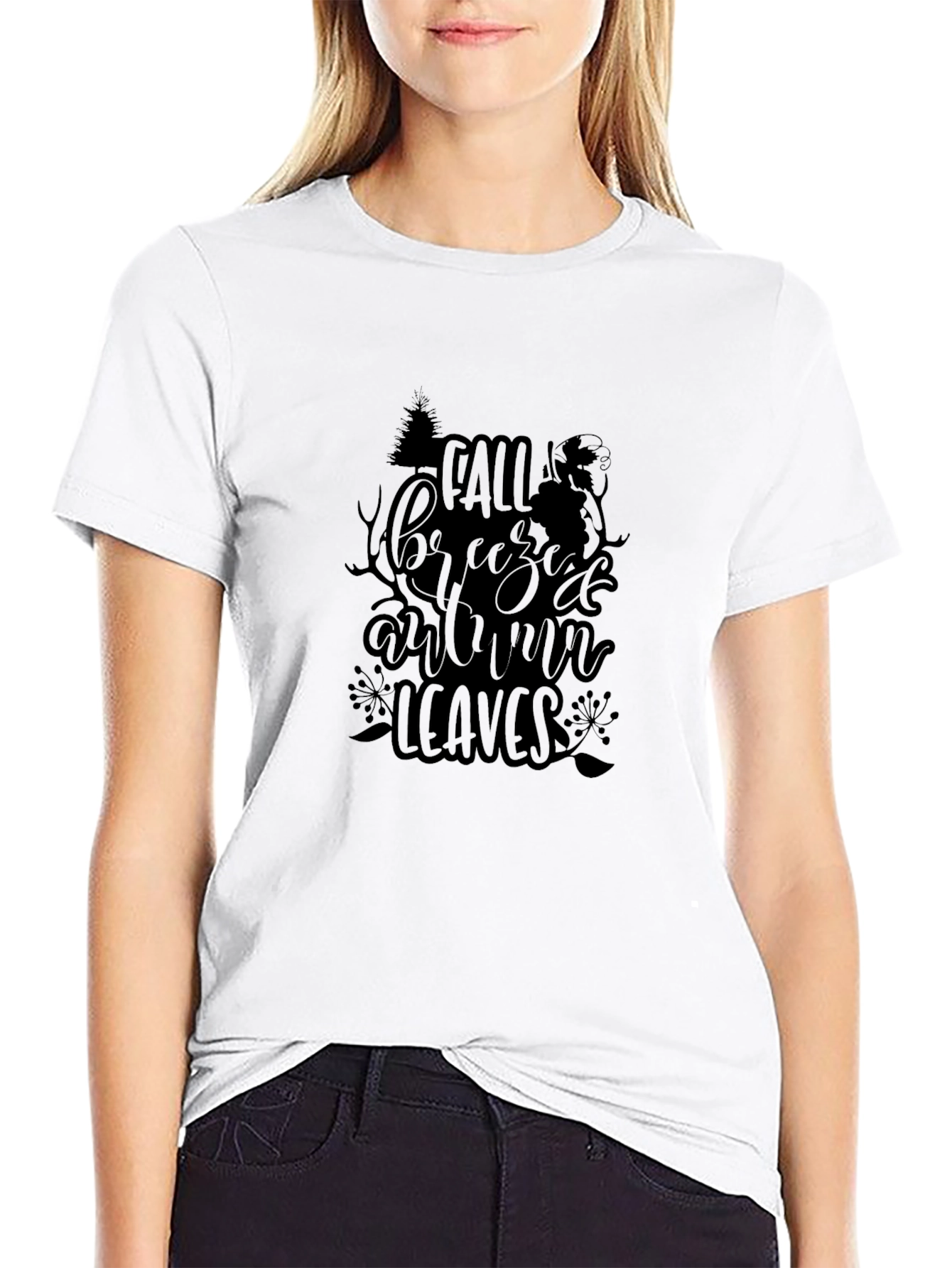 Black Fall Breeze Autumn Leaves T-Shirt view 9