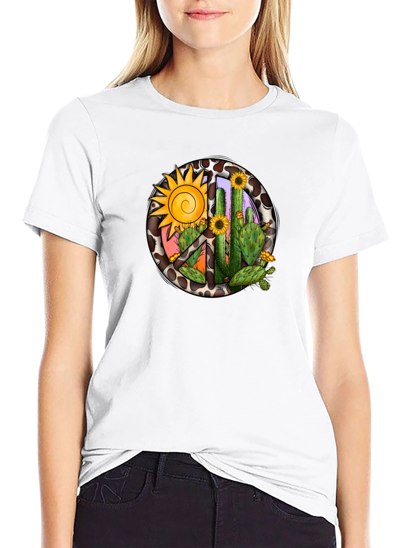 Black Cactus & Sun Graphic Tee view 9