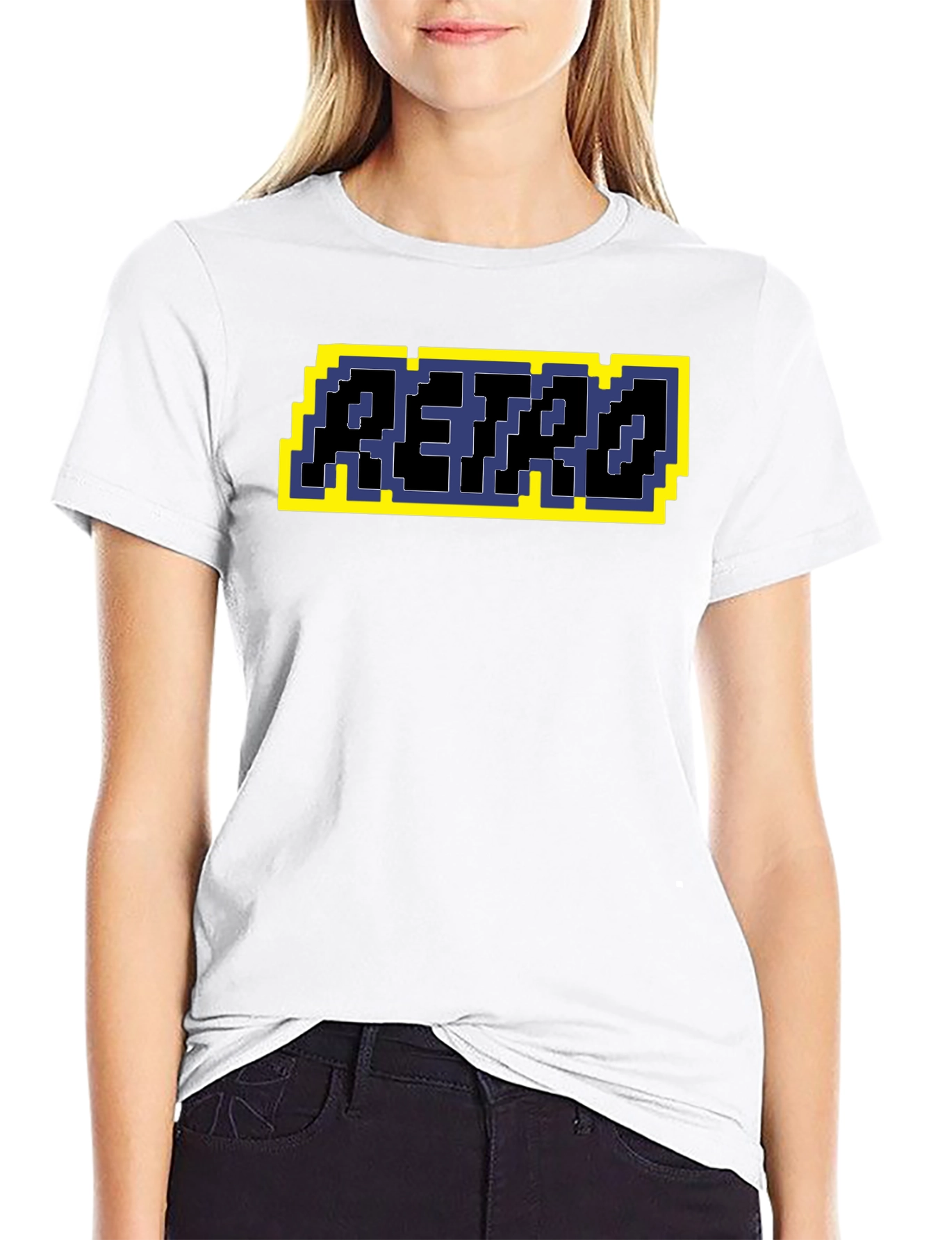 Black Retro Pixel Art T-Shirt - Black Graphic Tee view 9