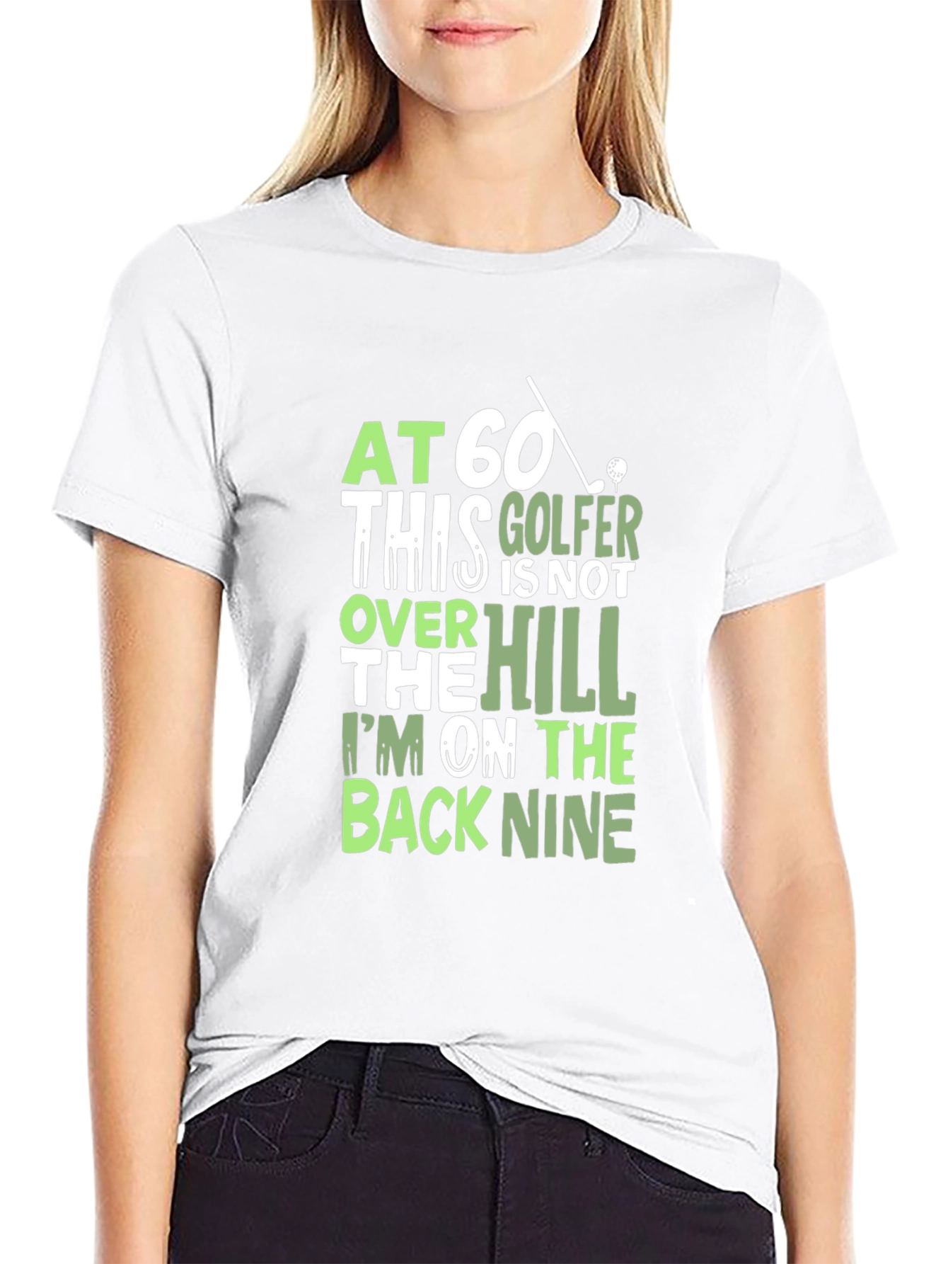 Black Funny Golfer T-Shirt - At 60 Back Nine Tee view 9