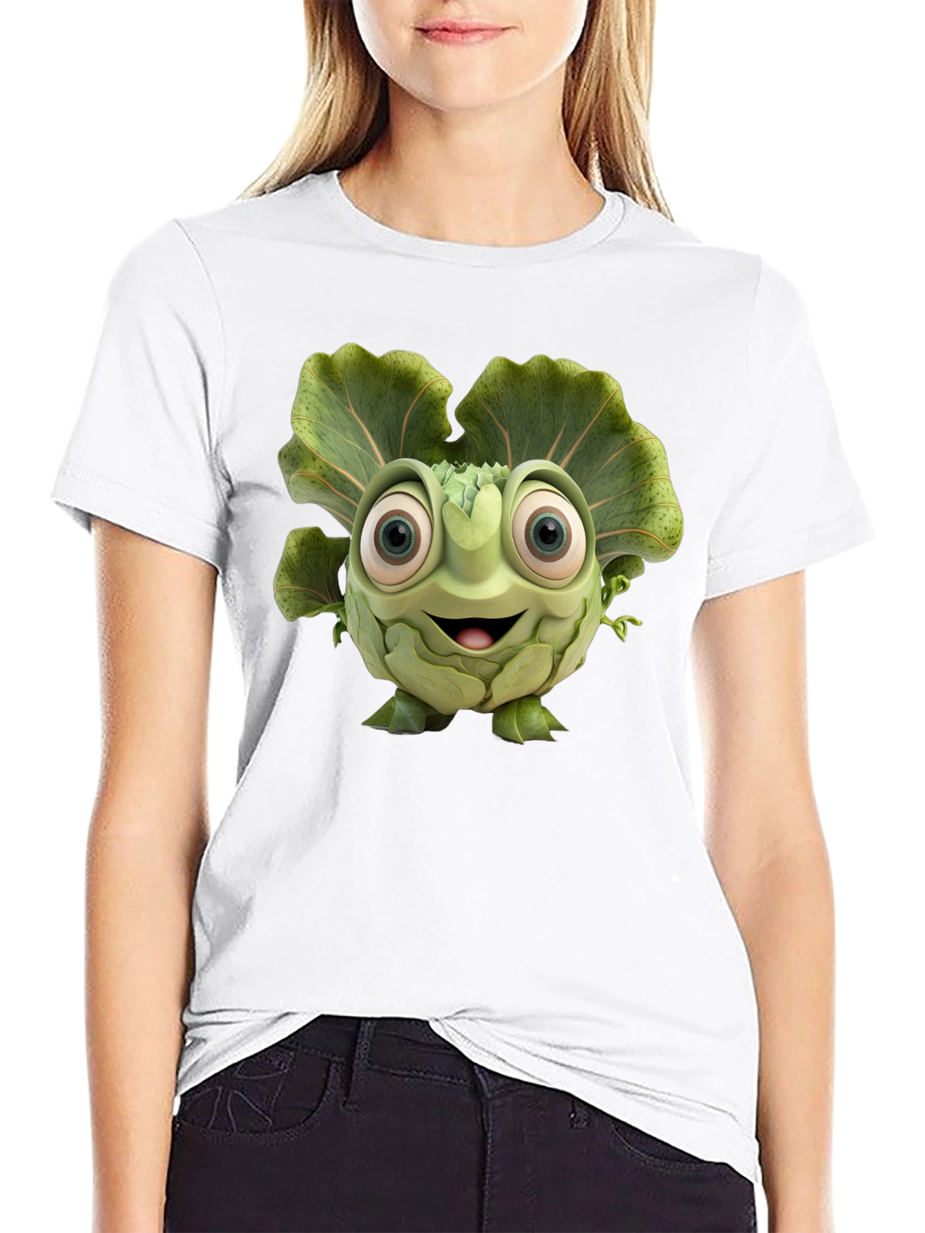 Black Artichoke Cartoon Graphic Black T-Shirt view 9