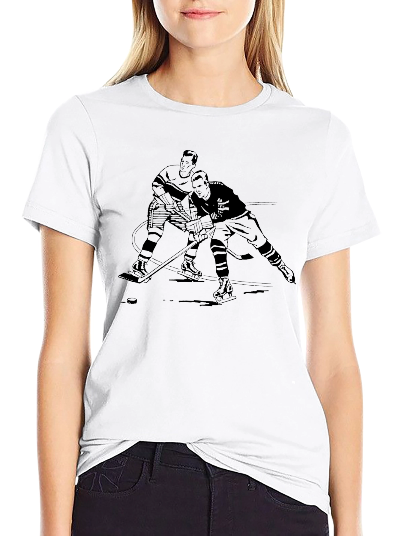 Black Vintage Hockey Graphic Tee - Black T-Shirt view 9