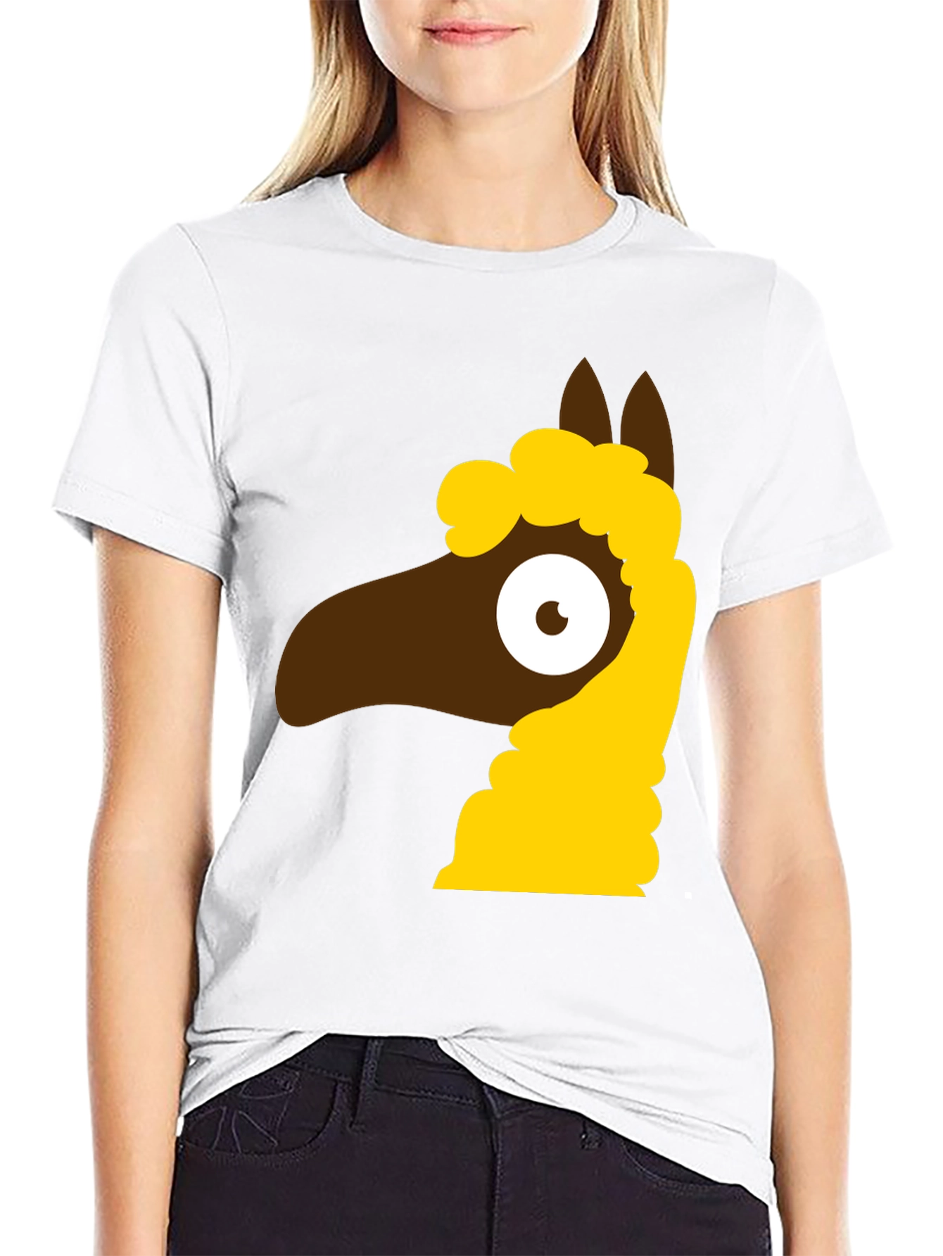 Black Cartoon Llama Graphic Tee - Black view 9