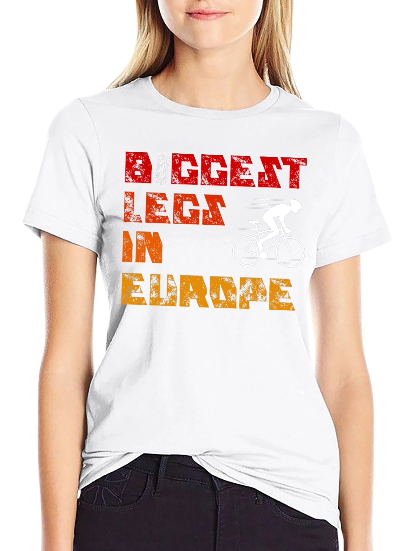 Black Biggest Legs In Europe Cycling T-Shirt view 9