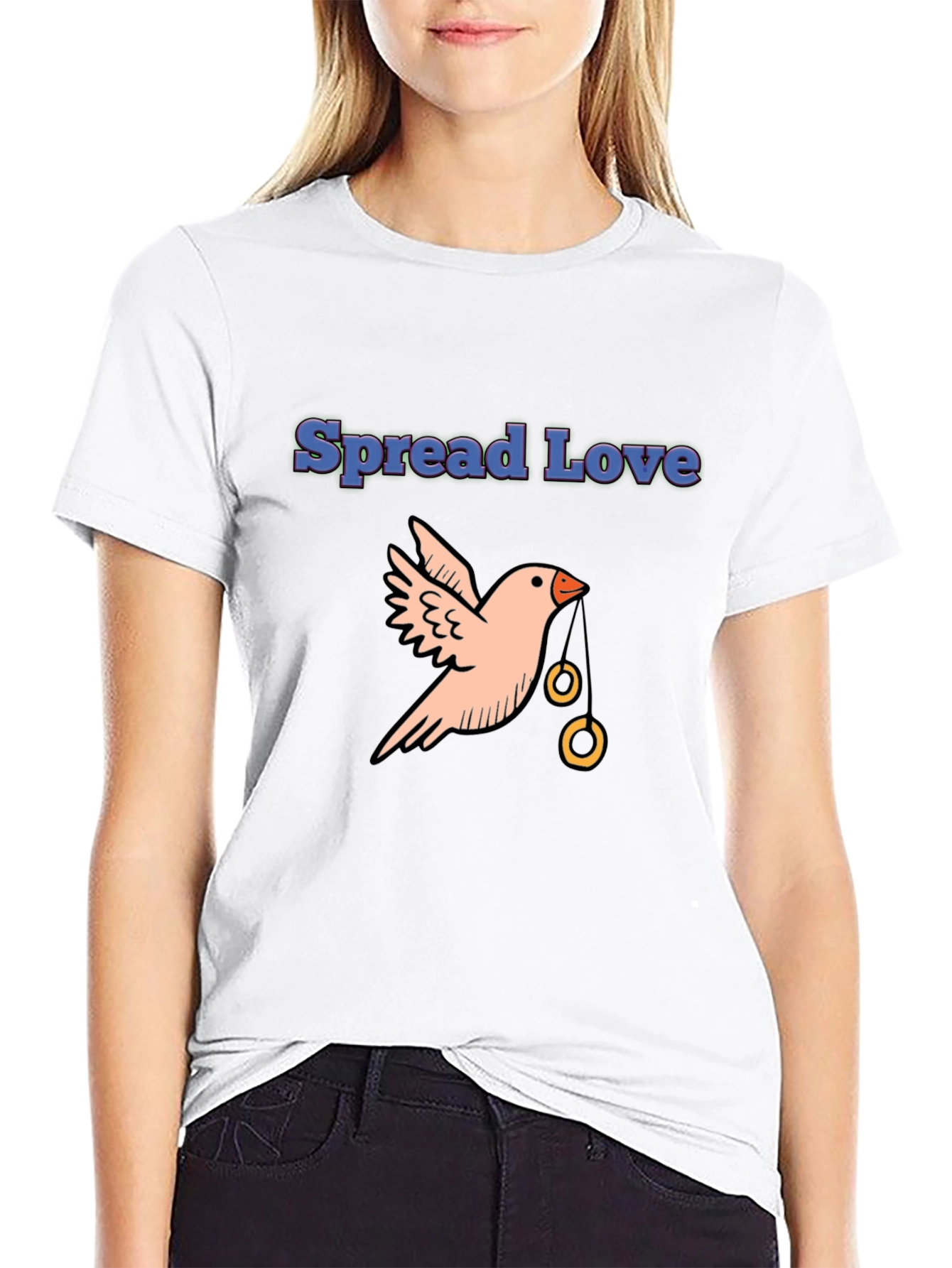 Black Spread Love Bird Graphic Tee - Black Cotton Casual view 9