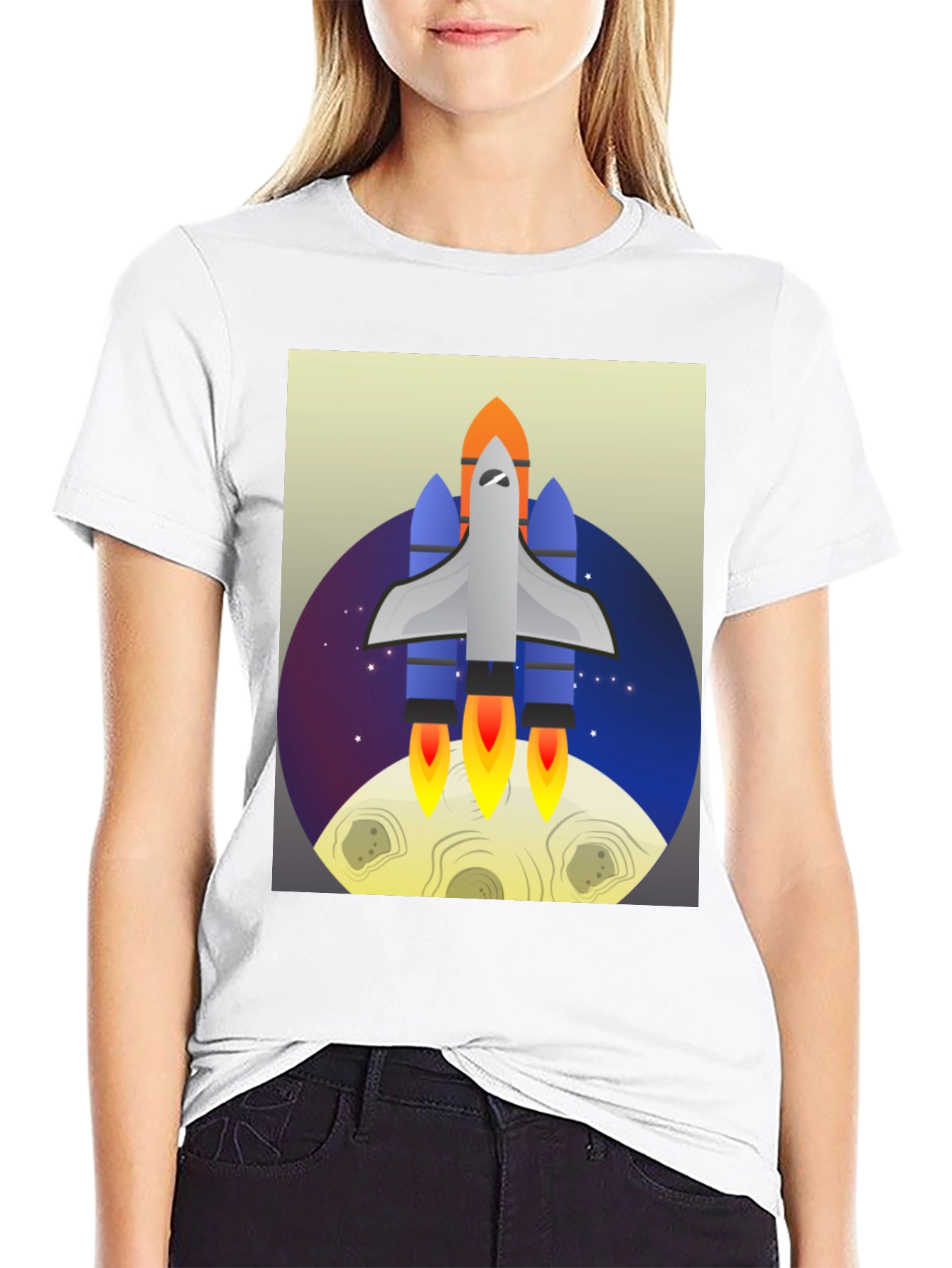 Black Rocket Launch Graphic Tee - Space Adventure Shirt view 9