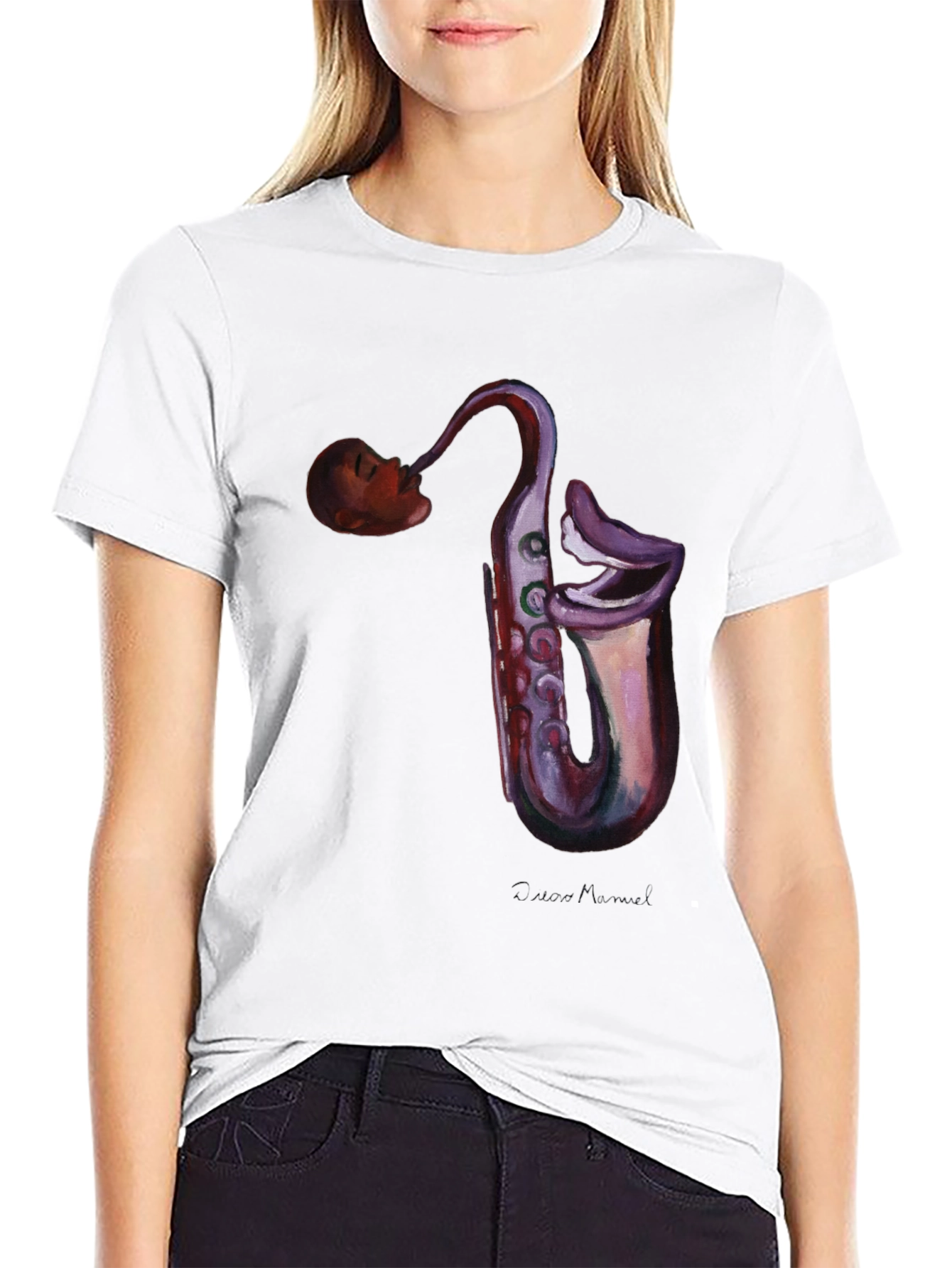 Black Saxophone Head T-Shirt - Unique Music Lover Tee view 9