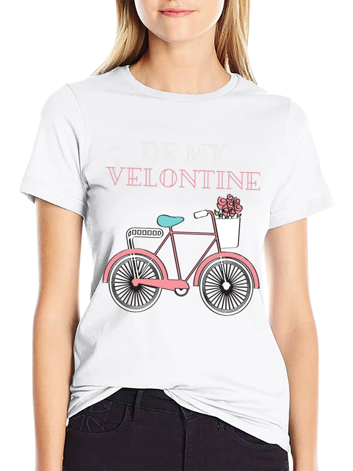 Black Be My Velontine Bicycle Graphic Tee view 9