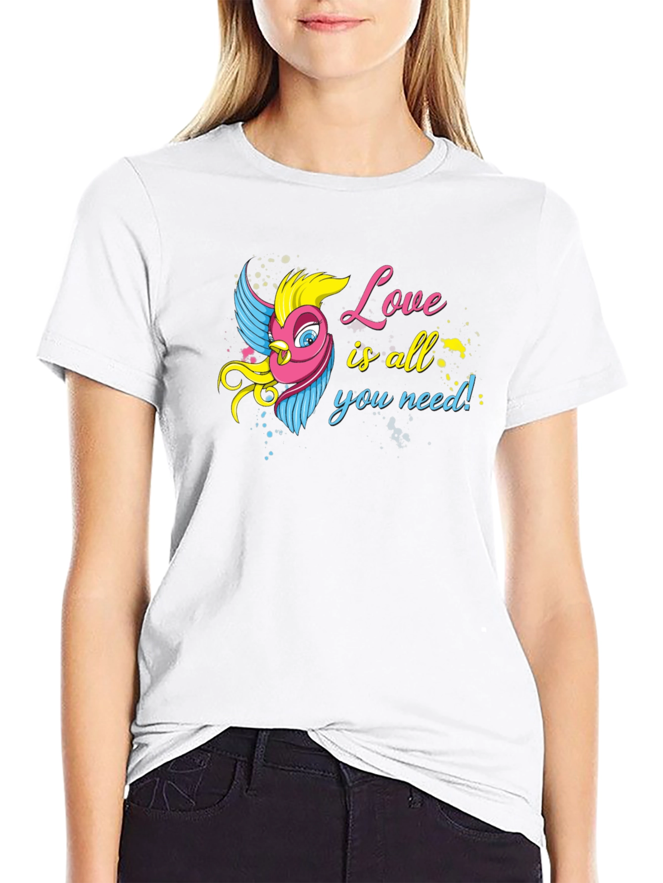 Black Love Bird Graphic Black T-Shirt - All You Need Is Love! view 9