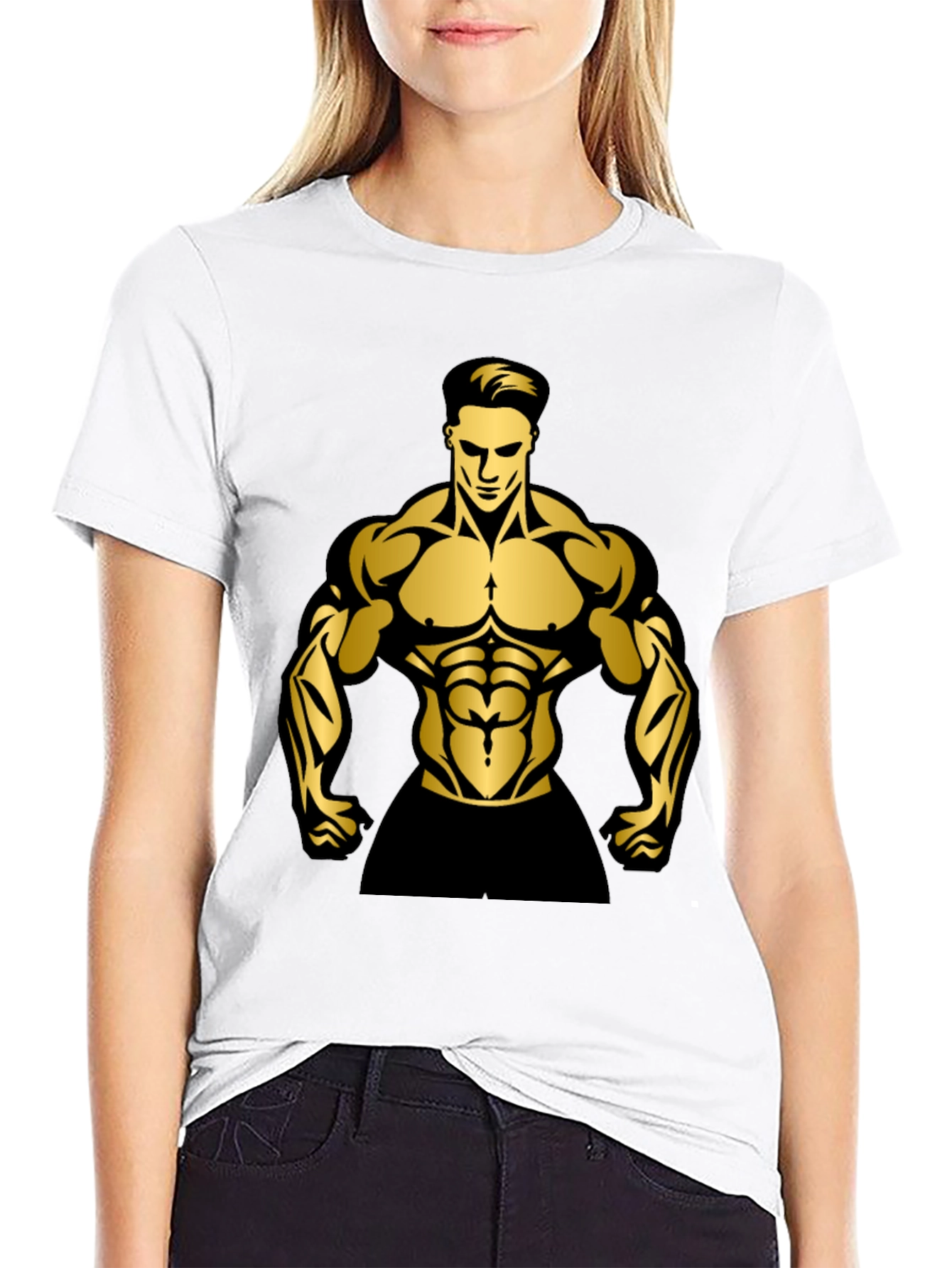 Black Muscle Man Graphic T-Shirt | Gym Wear view 9