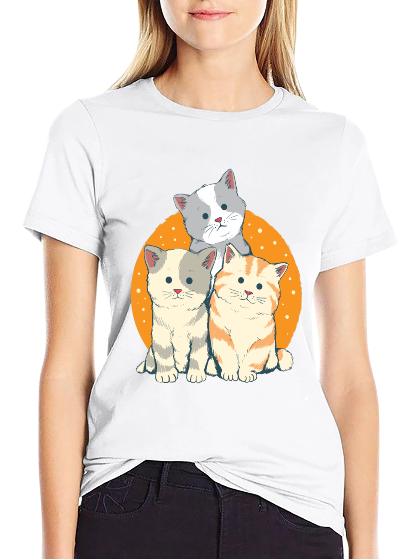Black Cute Cats Graphic T-Shirt view 9