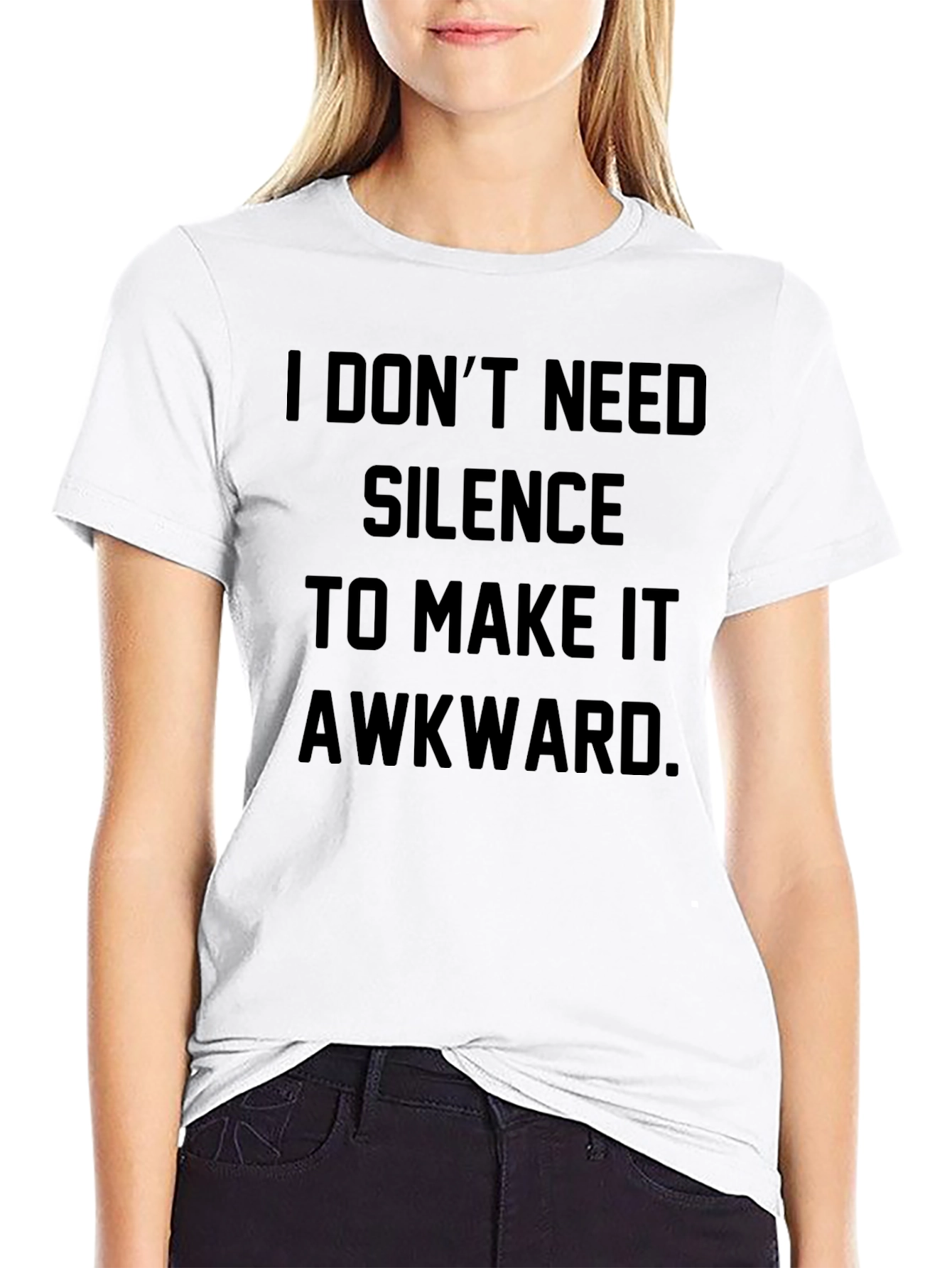 Black Awkward Silence Funny Black Graphic Tee view 9