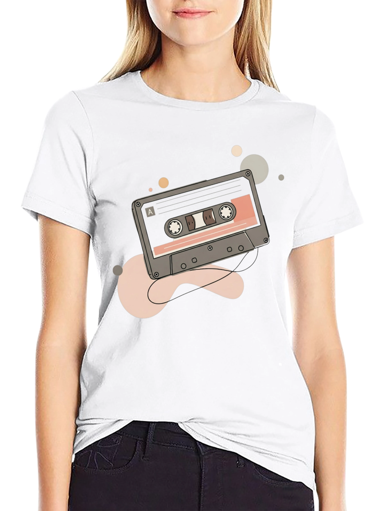 Black Retro Cassette Tape Graphic Tee - Classic Style view 9