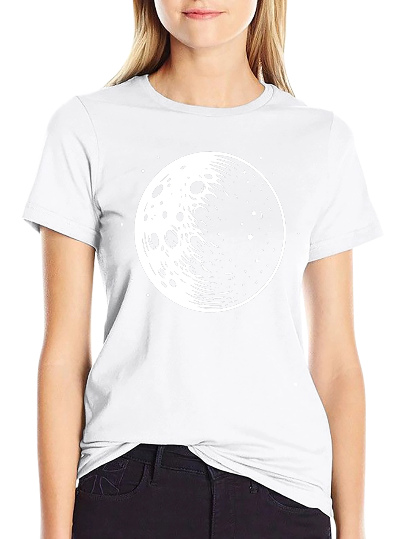 Black Lunar Graphic T-Shirt - Black Cotton Tee view 9