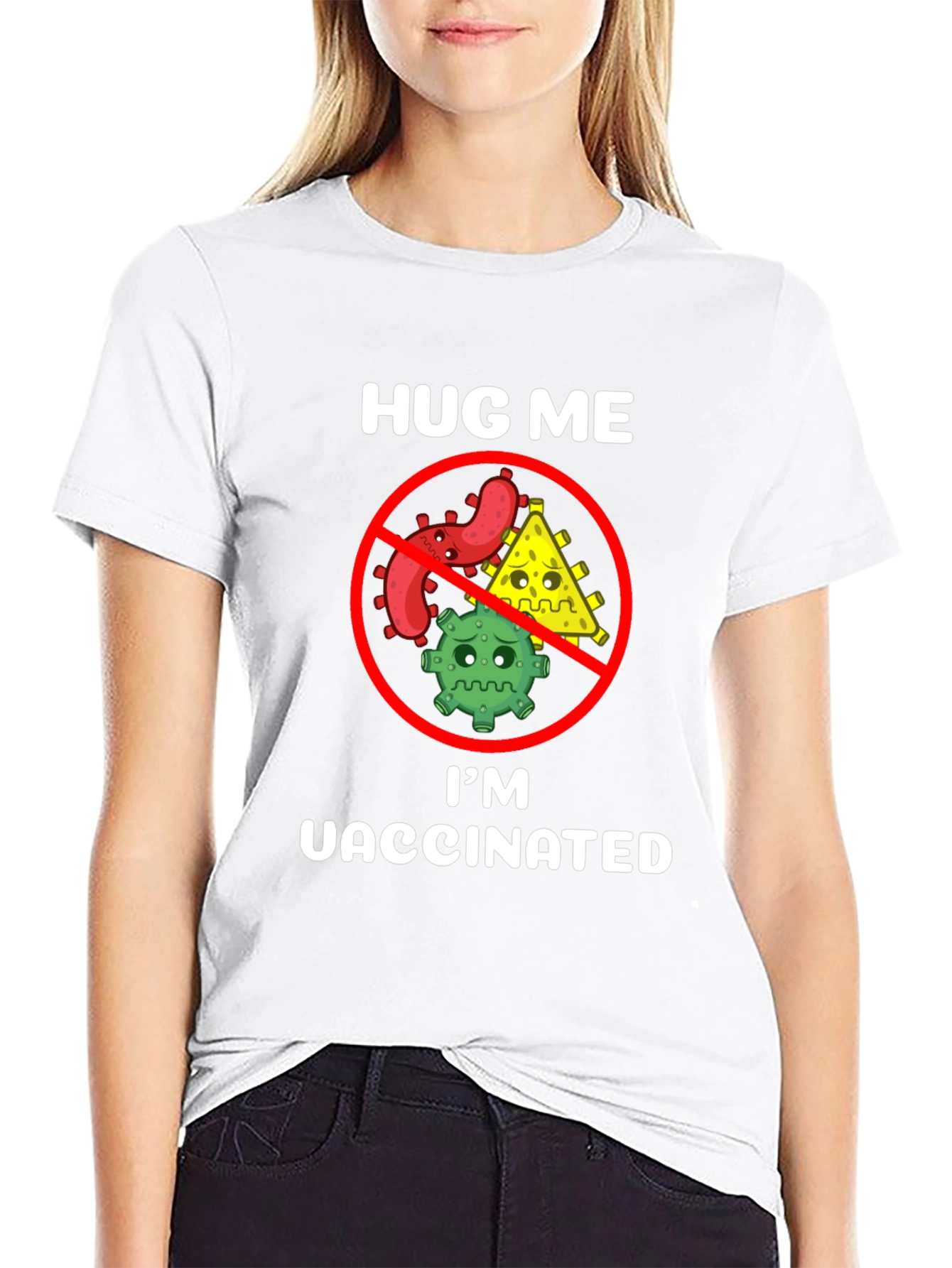 Black Hug Me I'm Vaccinated T-Shirt Funny Slogan view 9