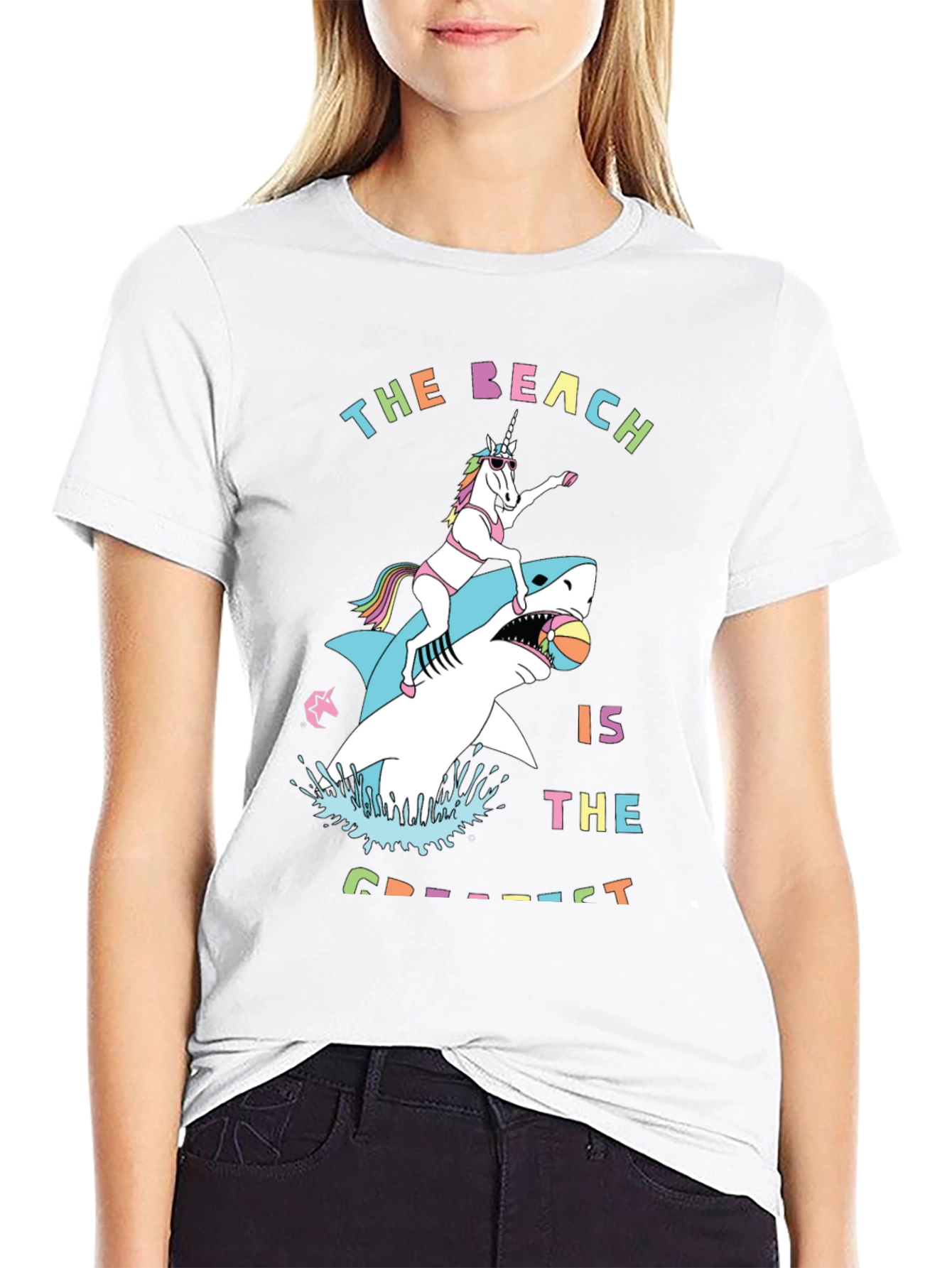 Black Unicorn Shark T-Shirt - The Beach is The Greatest view 9