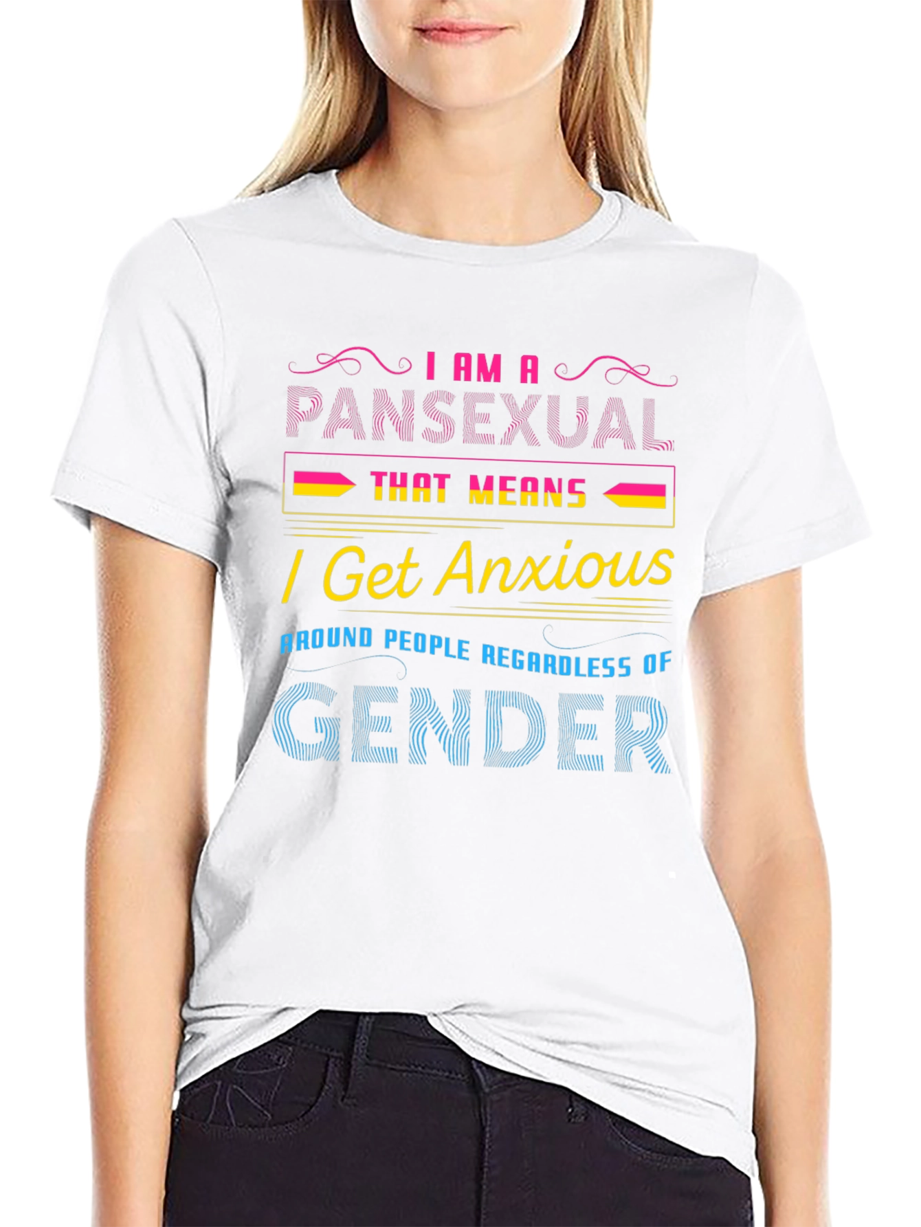Black Pansexual Anxious T-Shirt view 9