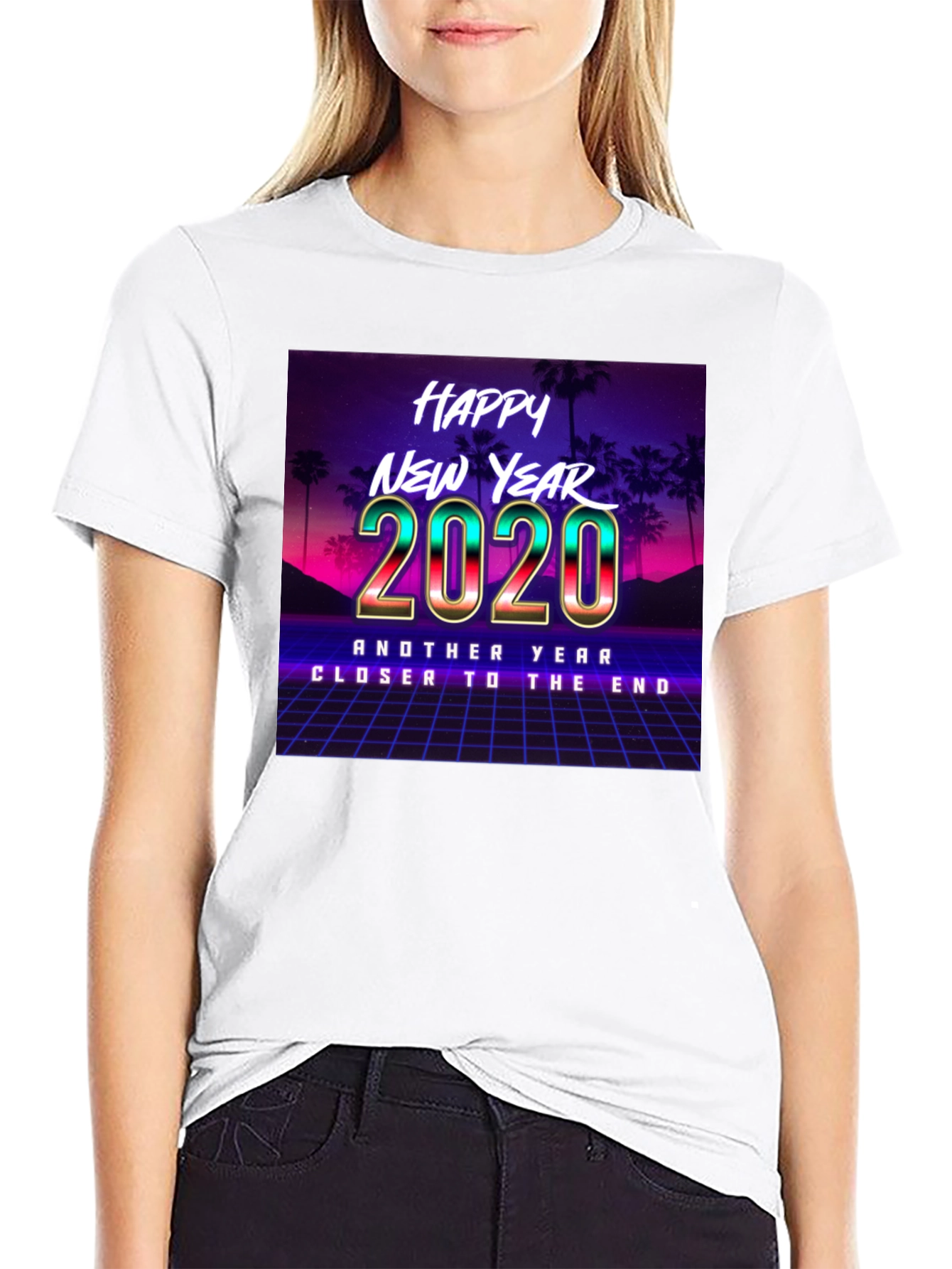 Black Happy New Year 2020 Retro T-Shirt view 9