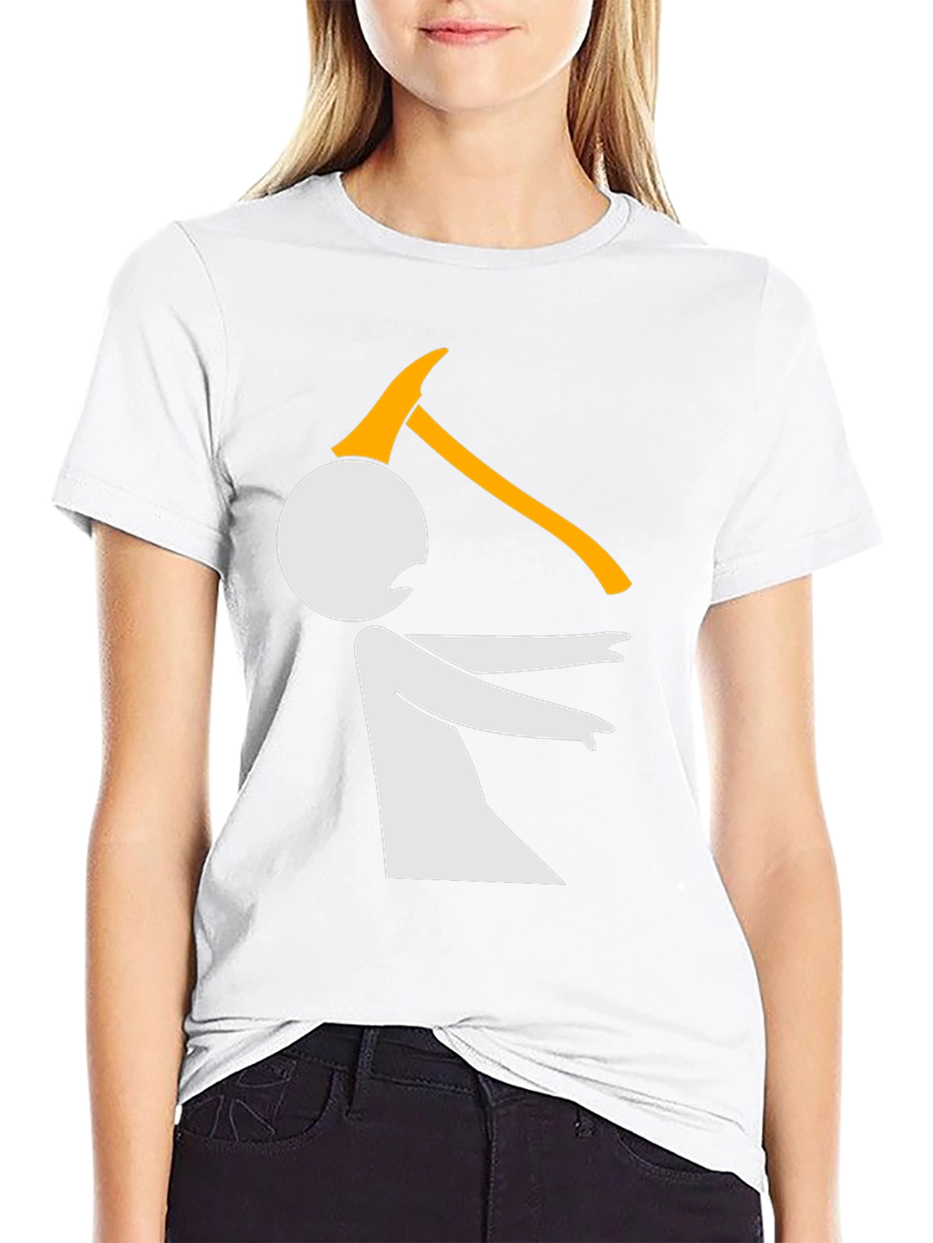 Black Funny Graphic Tee - Stick Figure Axe Humor T-Shirt view 9