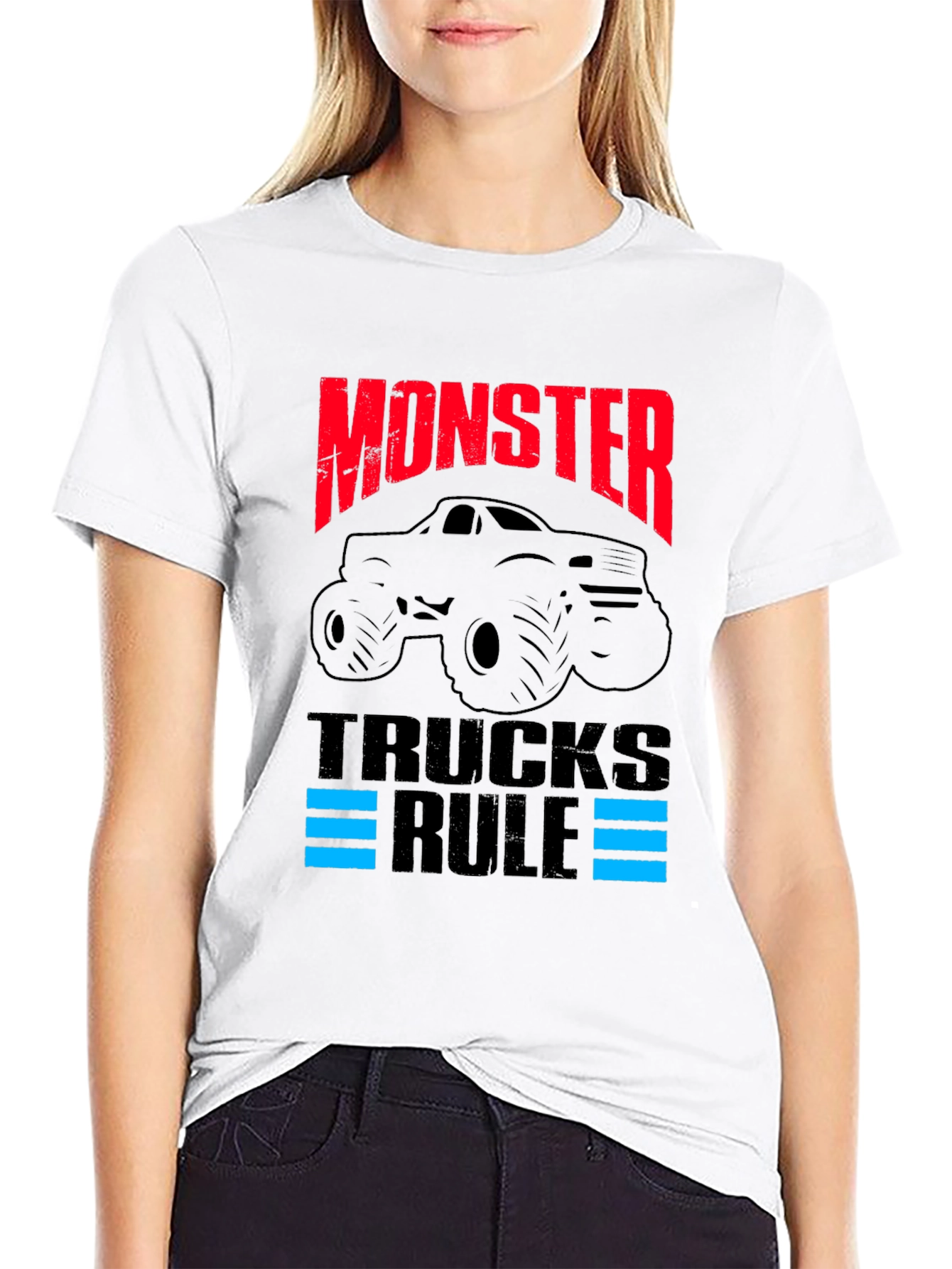 Black Monster Trucks Rule Graphic T-Shirt view 9
