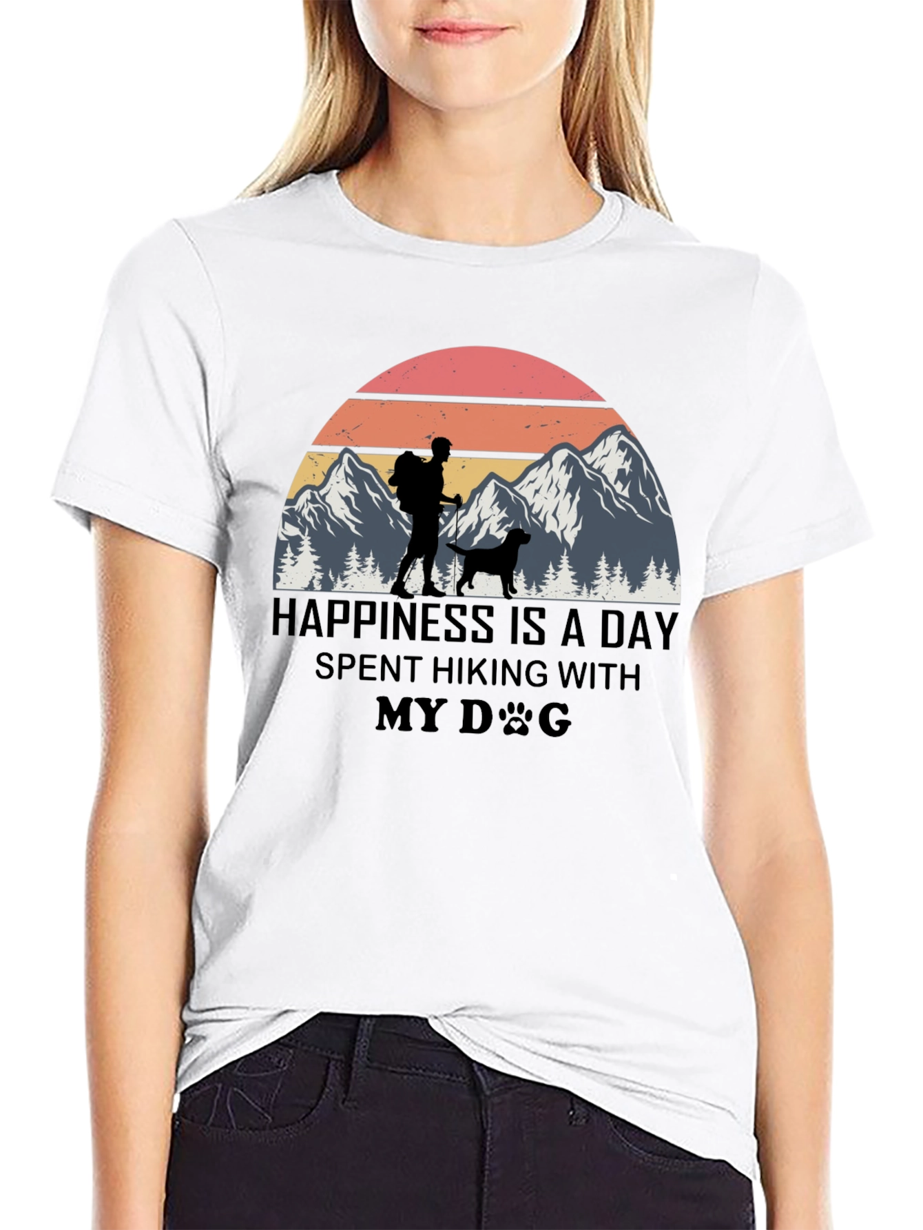 Black Happiness is Hiking with My Dog T-Shirt view 9