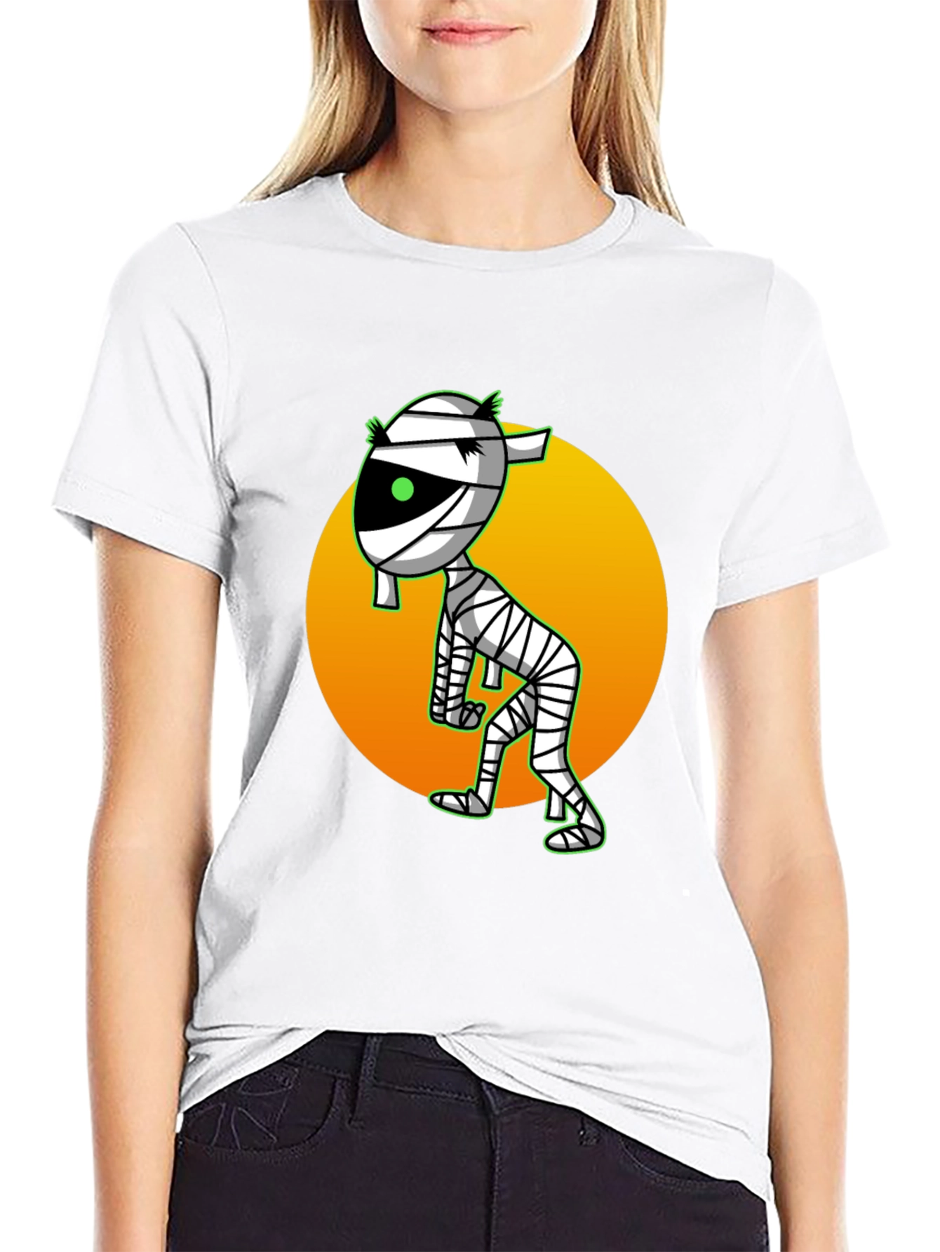 Black Mummy Cartoon T-Shirt - Spooky Fun view 9
