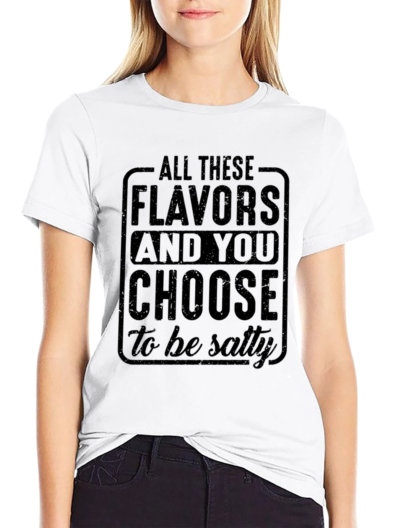 Black Salty Humor T-Shirt: Choose Flavors, Not Salt! view 9
