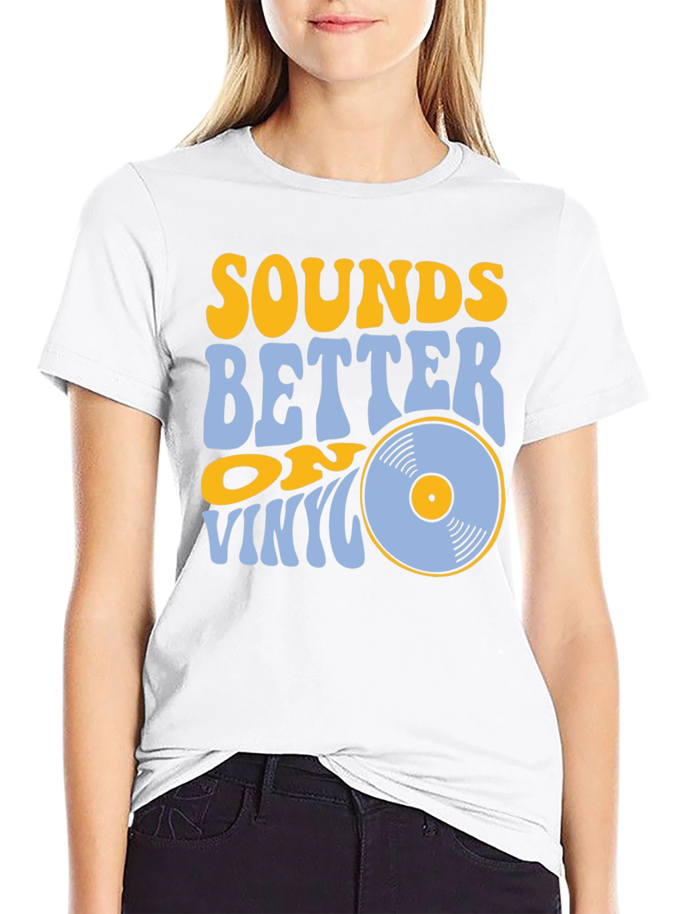 Black Sounds Better on Vinyl Black T-Shirt view 9