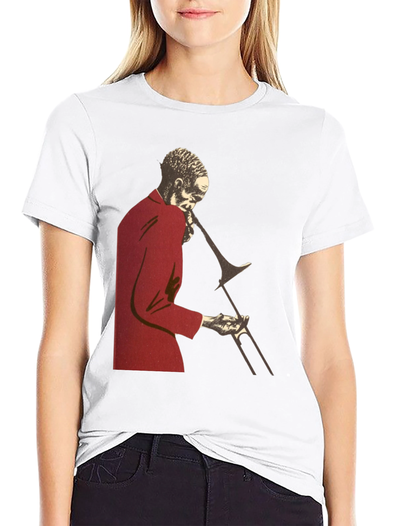 Black Jazz Trombone Player T-Shirt - Black view 9