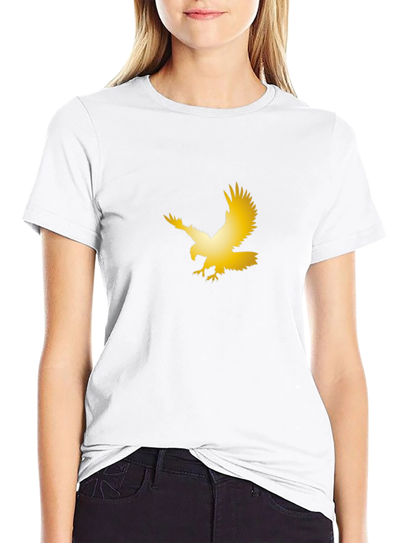 Black Golden Eagle Graphic Black T-Shirt view 9