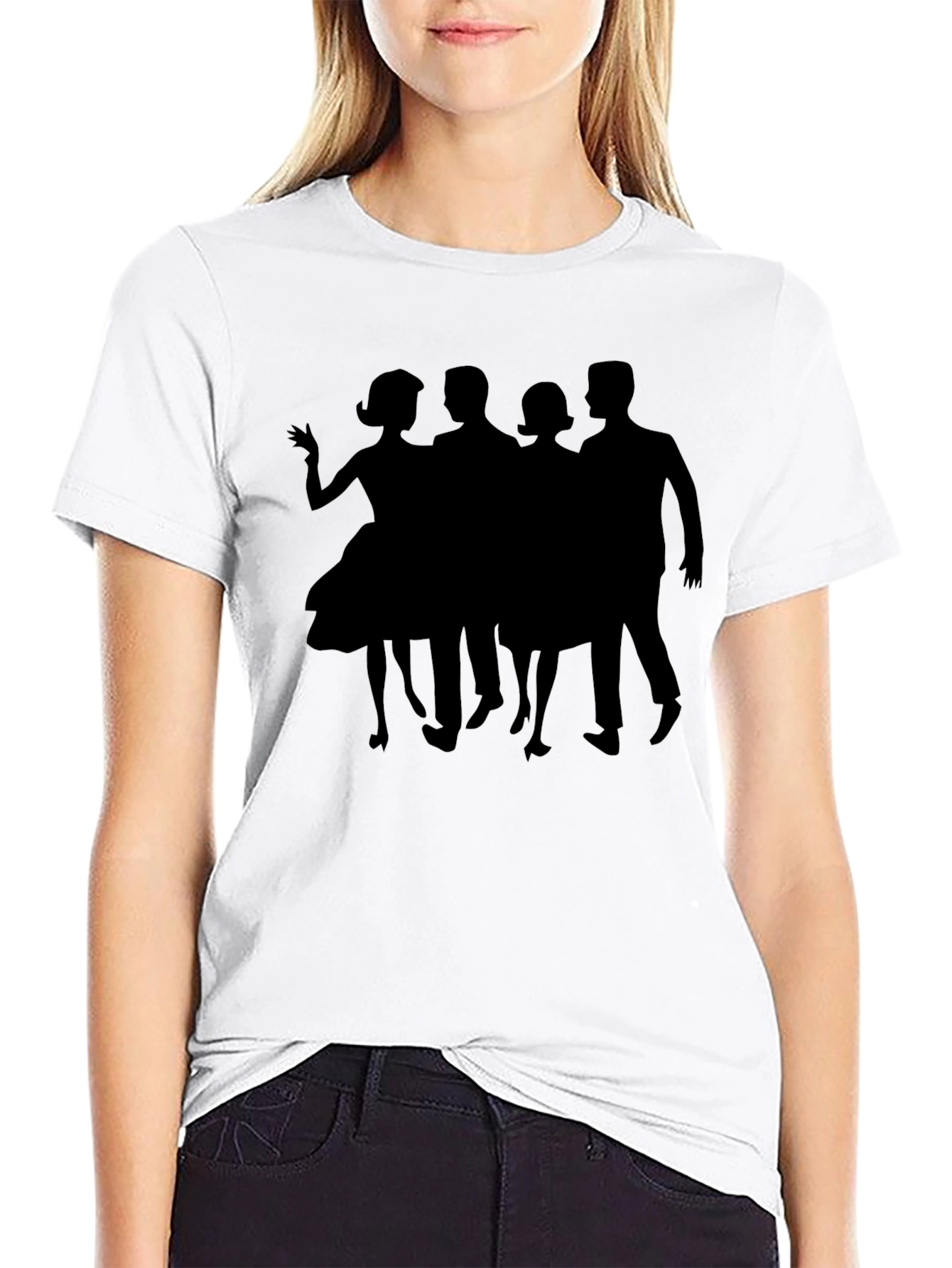 Black Retro Silhouette Crew Neck T-Shirt view 9