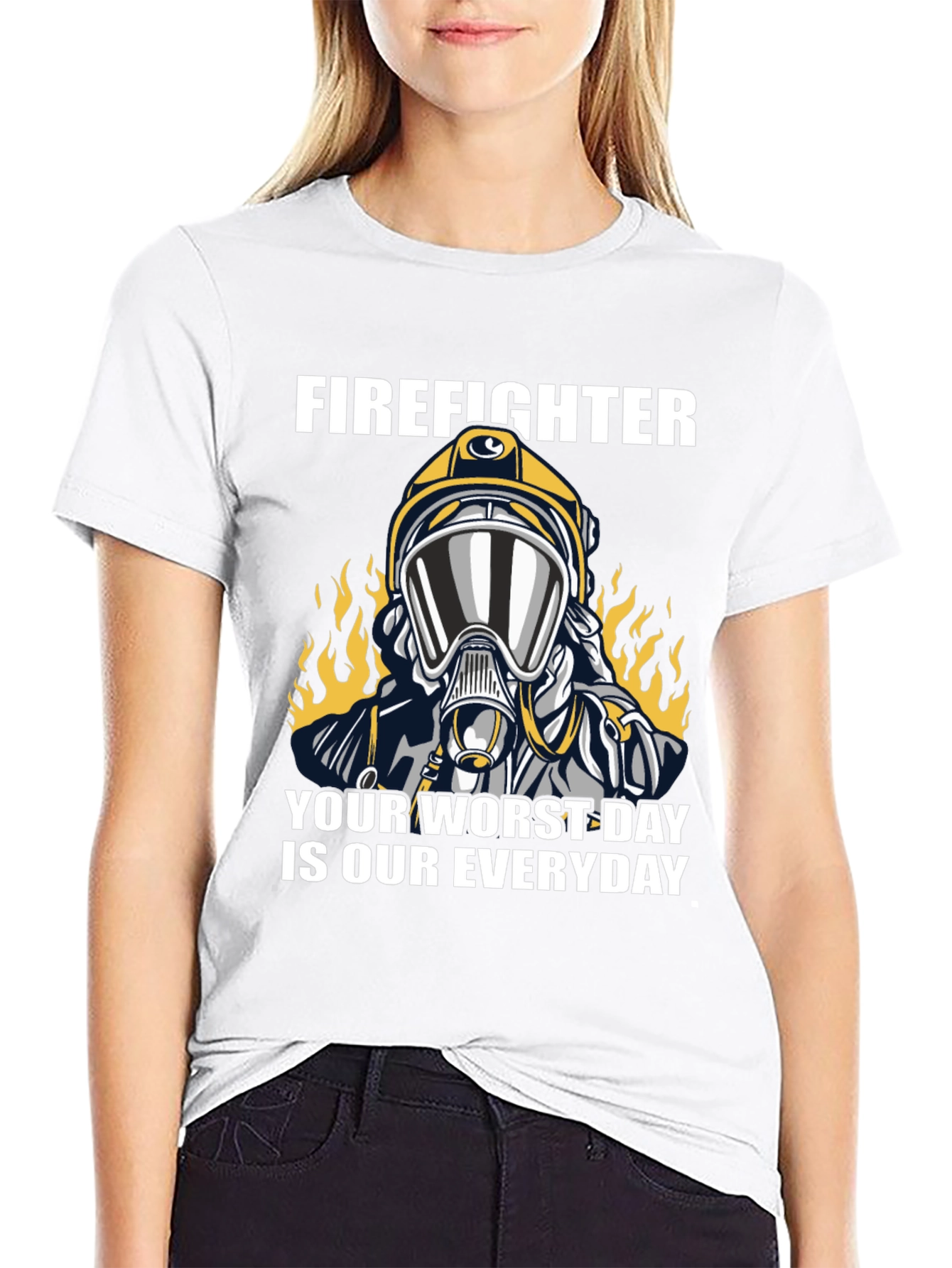 Black Firefighter T-Shirt - Your Worst Day view 9