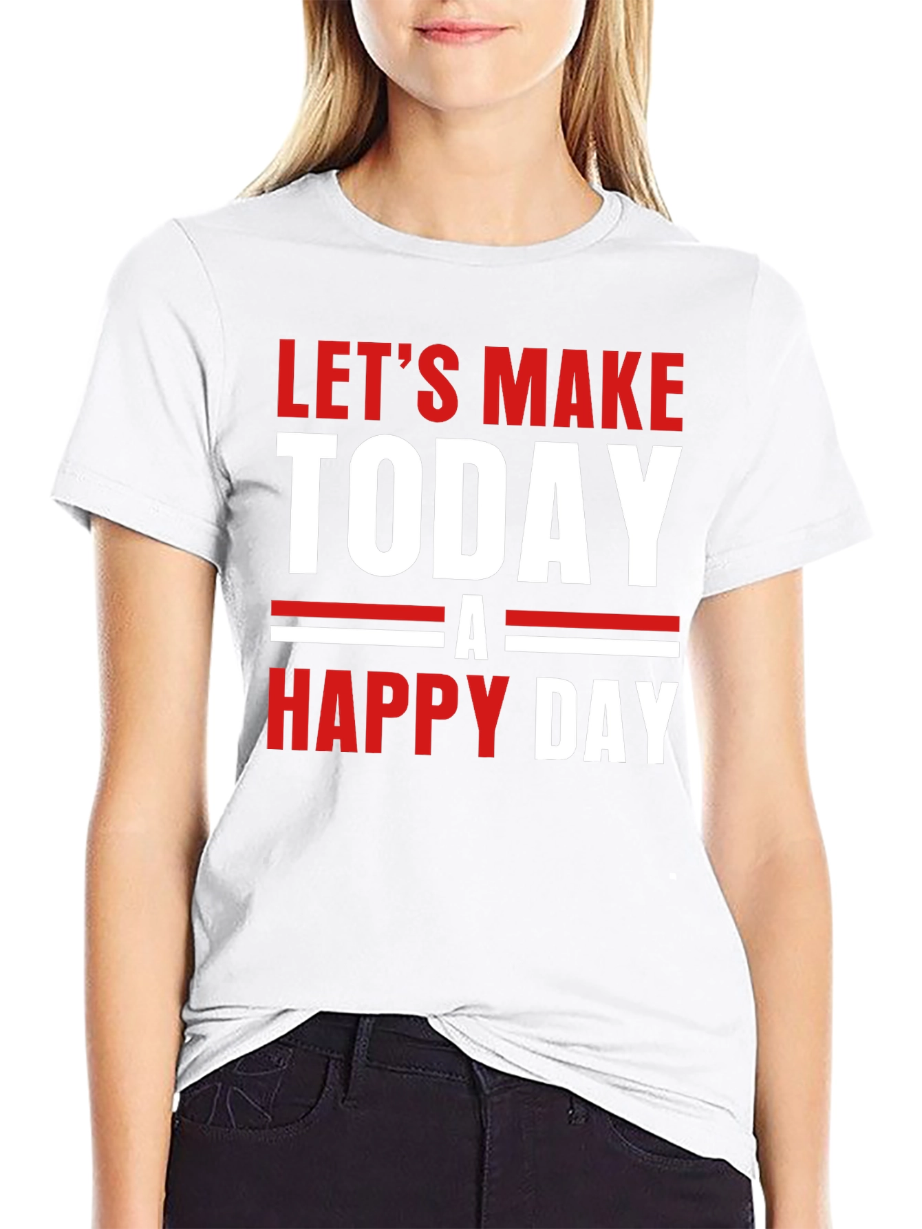 Black Let's Make Today A Happy Day Black T-Shirt view 9